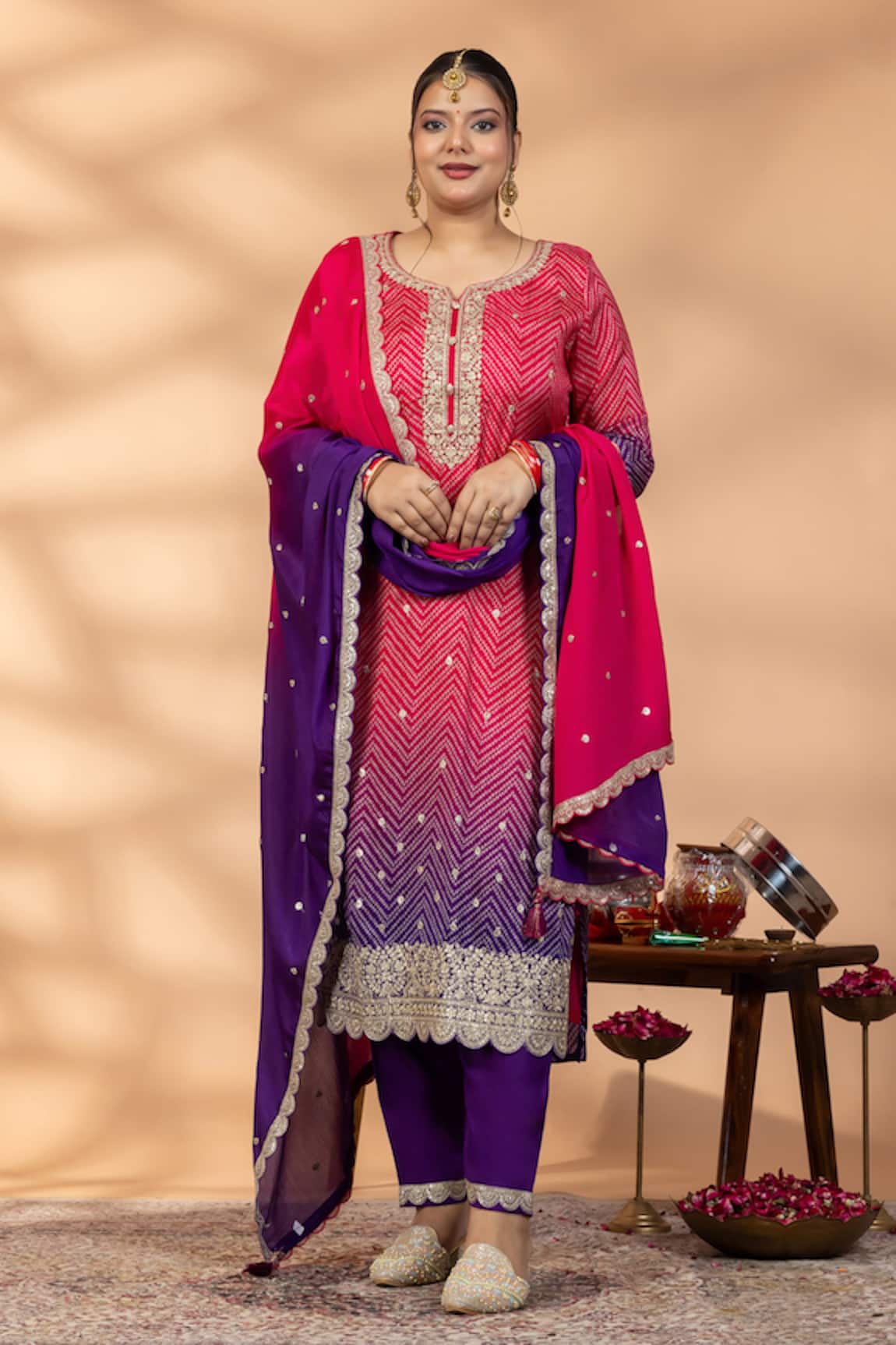 Mamicha Ombre Chevron Kurta Set