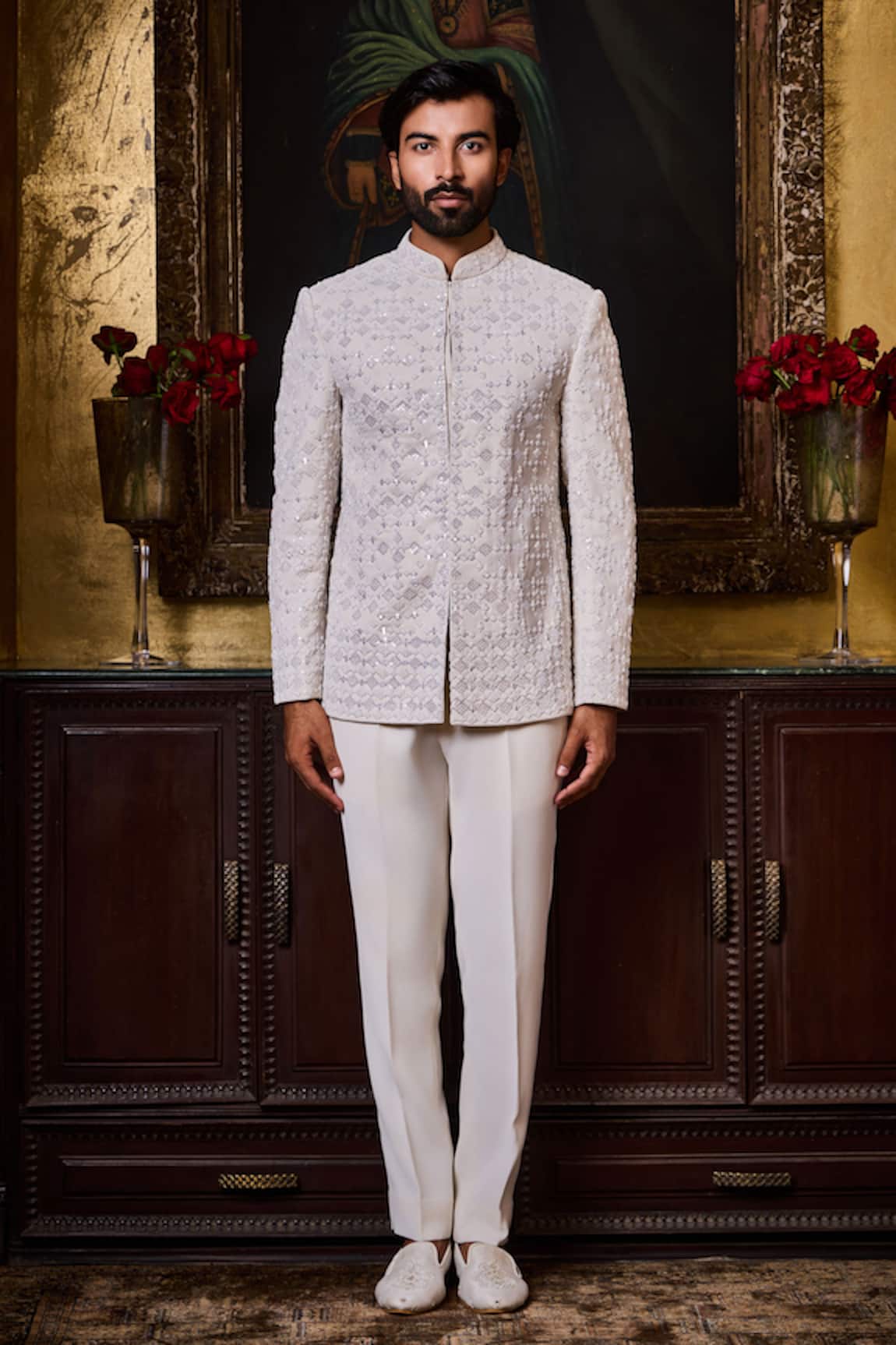 Histori Sequins Embellished Bandhgala Set