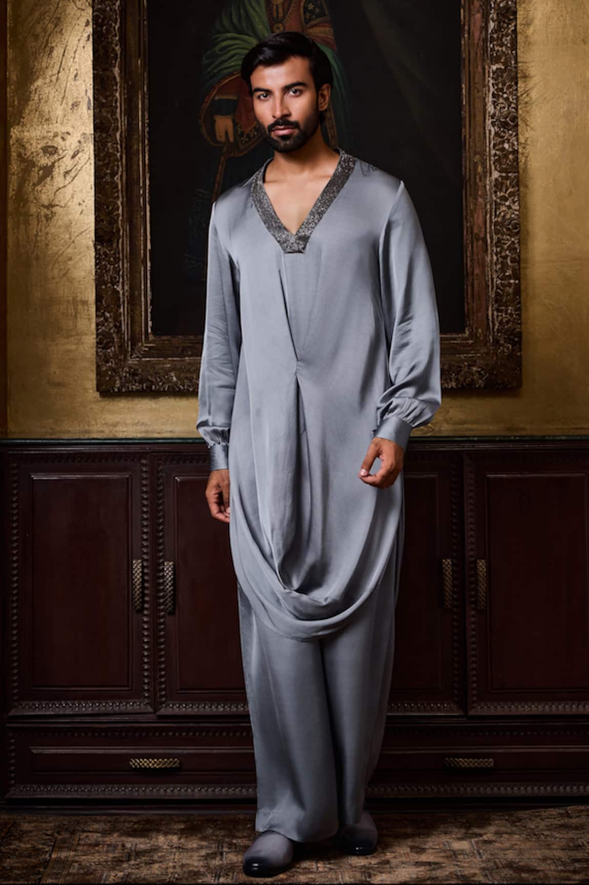 Histori Draped Kurta & Farshi Pyjama Set