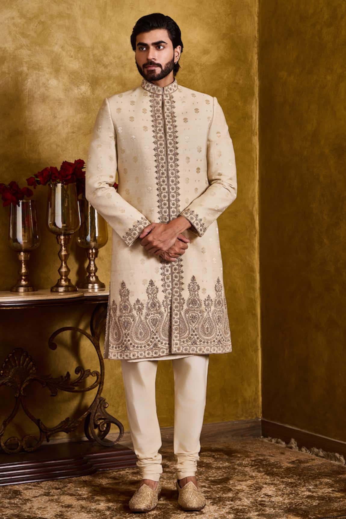 Histori Woven Booti Sherwani Set
