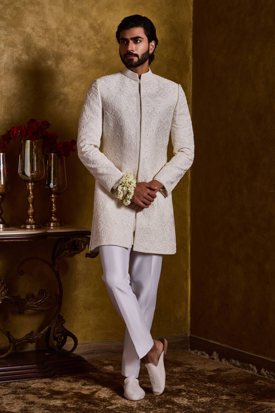 Histori Floral Jaal Embroidered Sherwani Kurta Set