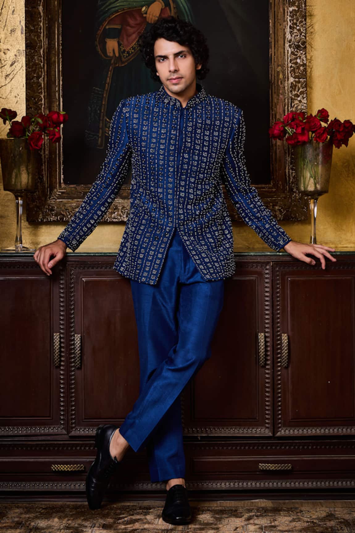 Histori Linear Embroidered Bandhgala & Pant Set