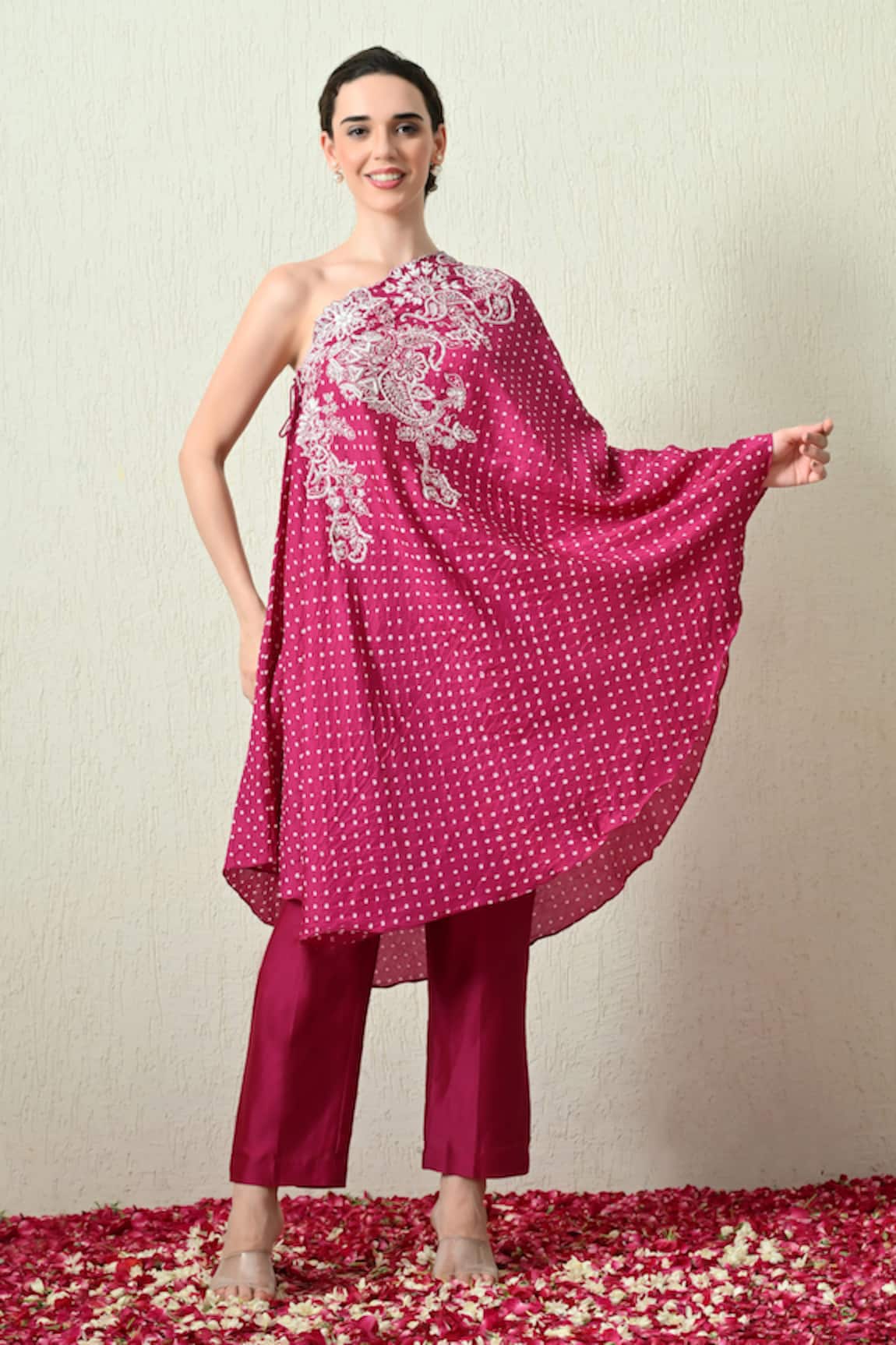 OHH CROW Bandhani Kaftan & Pant Set