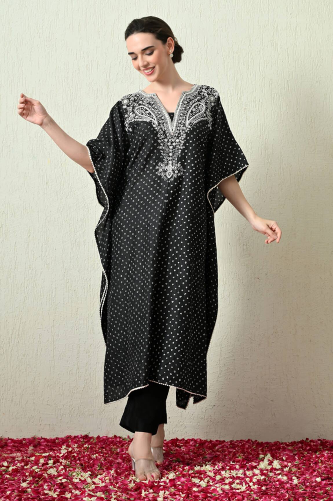 OHH CROW Bandhani Print Kaftan & Pant Set