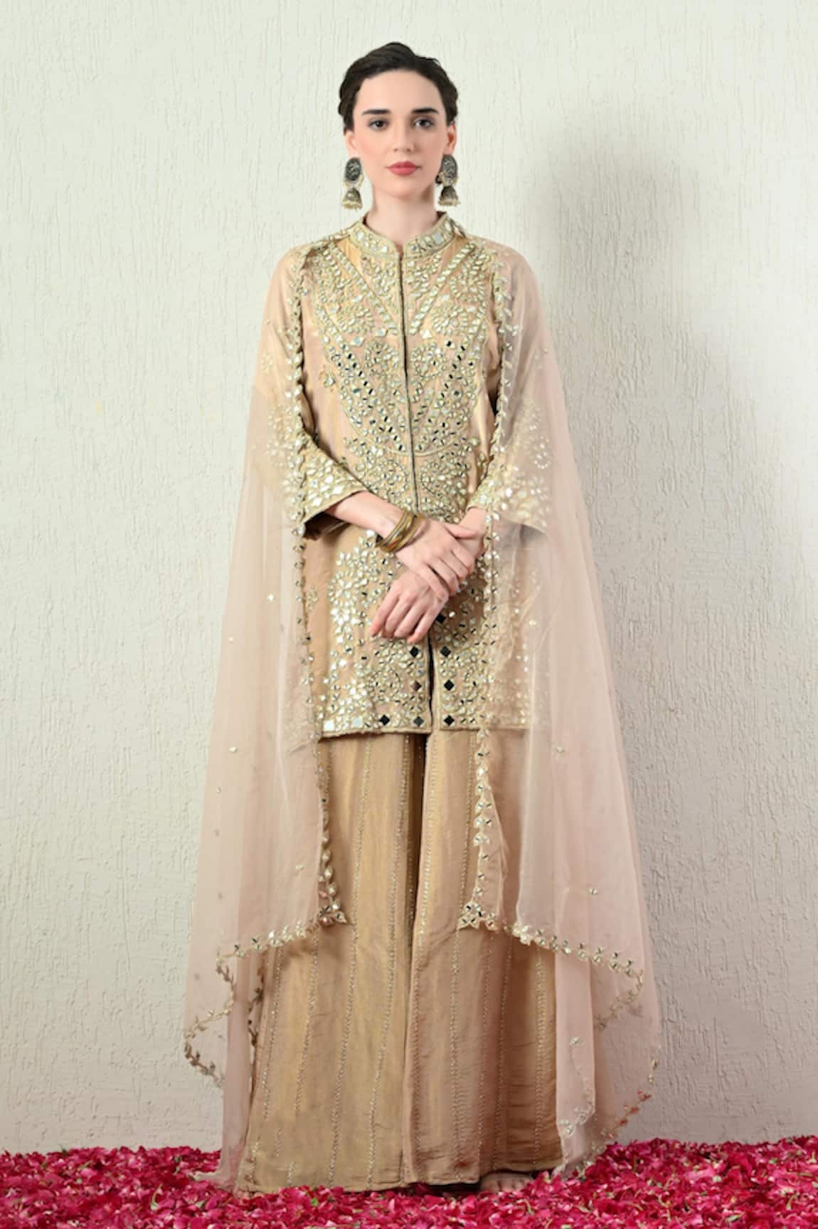 OHH CROW Mirror Embroidered Kurta Sharara Set