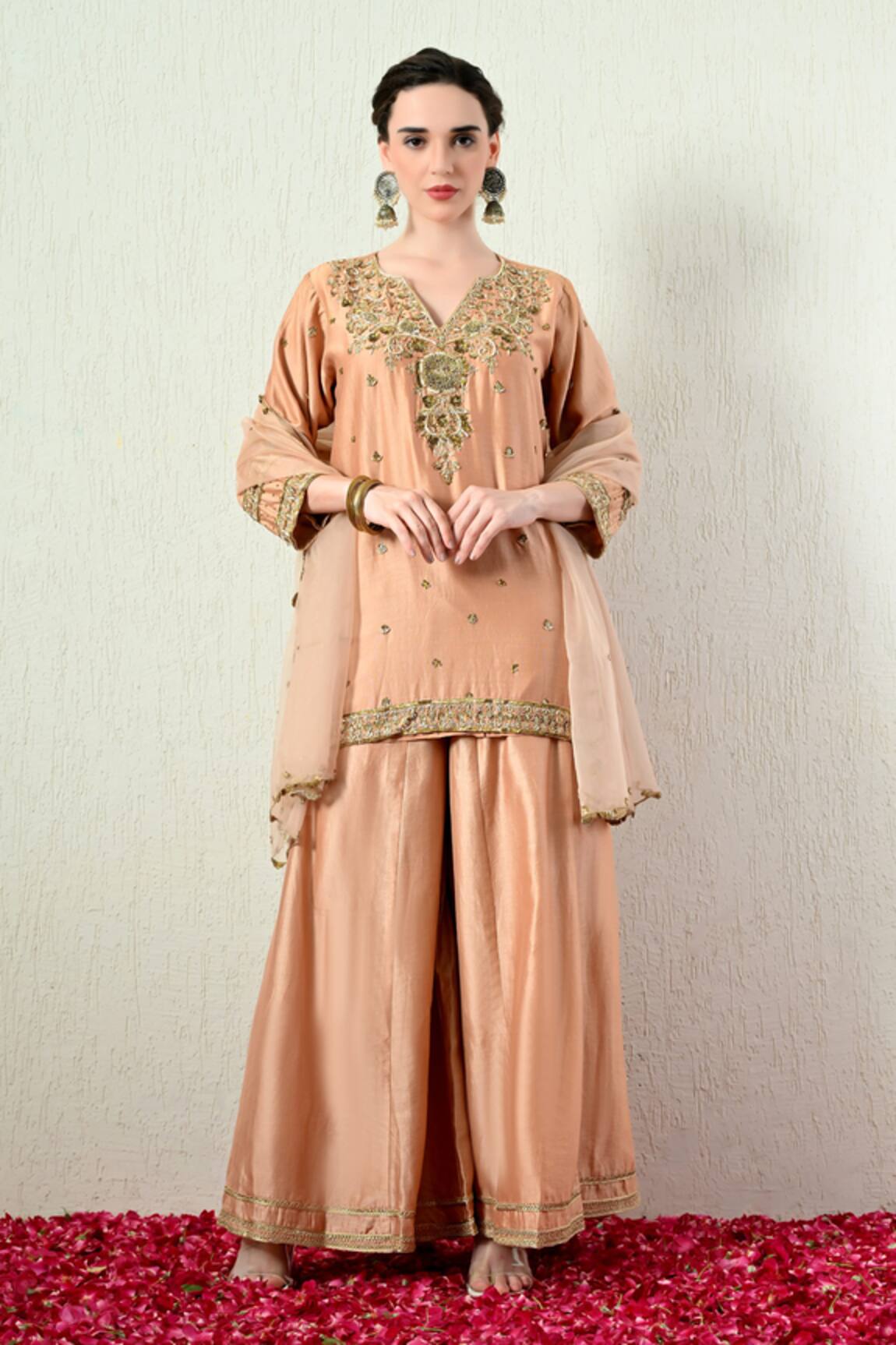 OHH CROW Embroidered Kurta Sharara Set