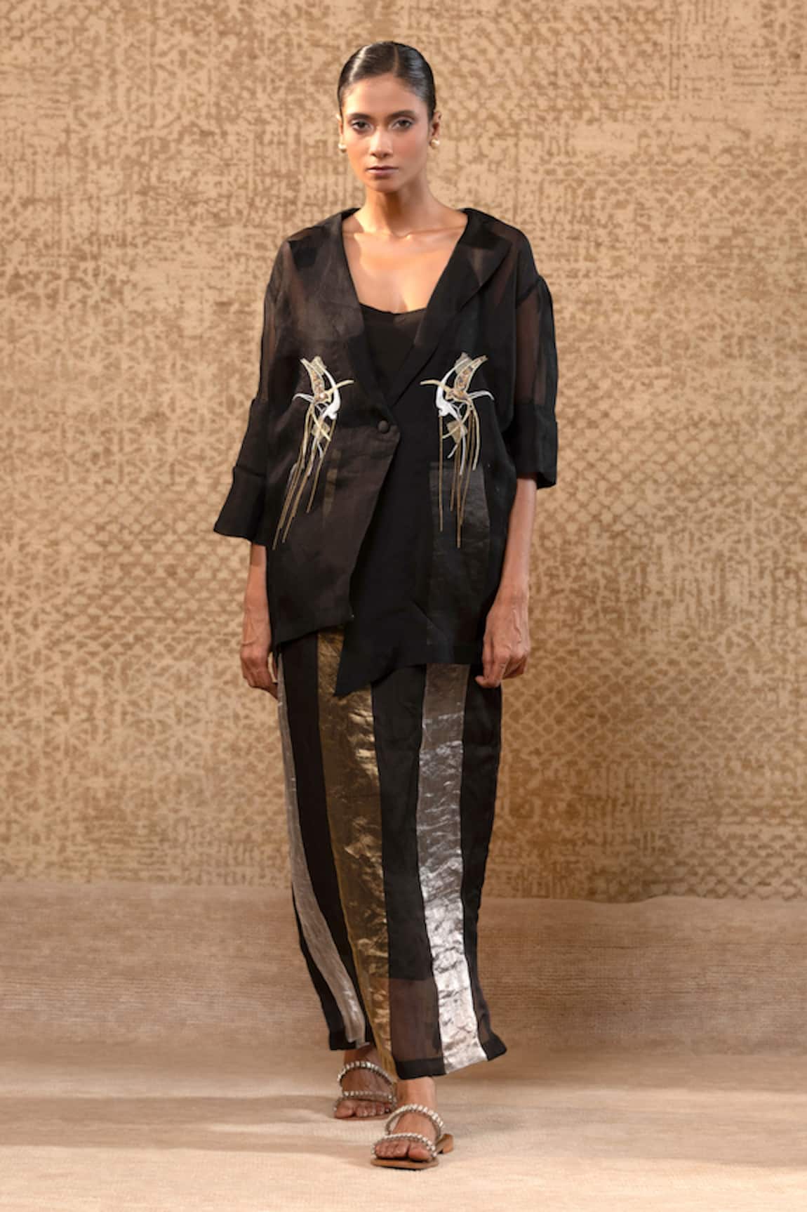 Eeda Zardozi Embroidered Organza Jacket & Skirt Set 