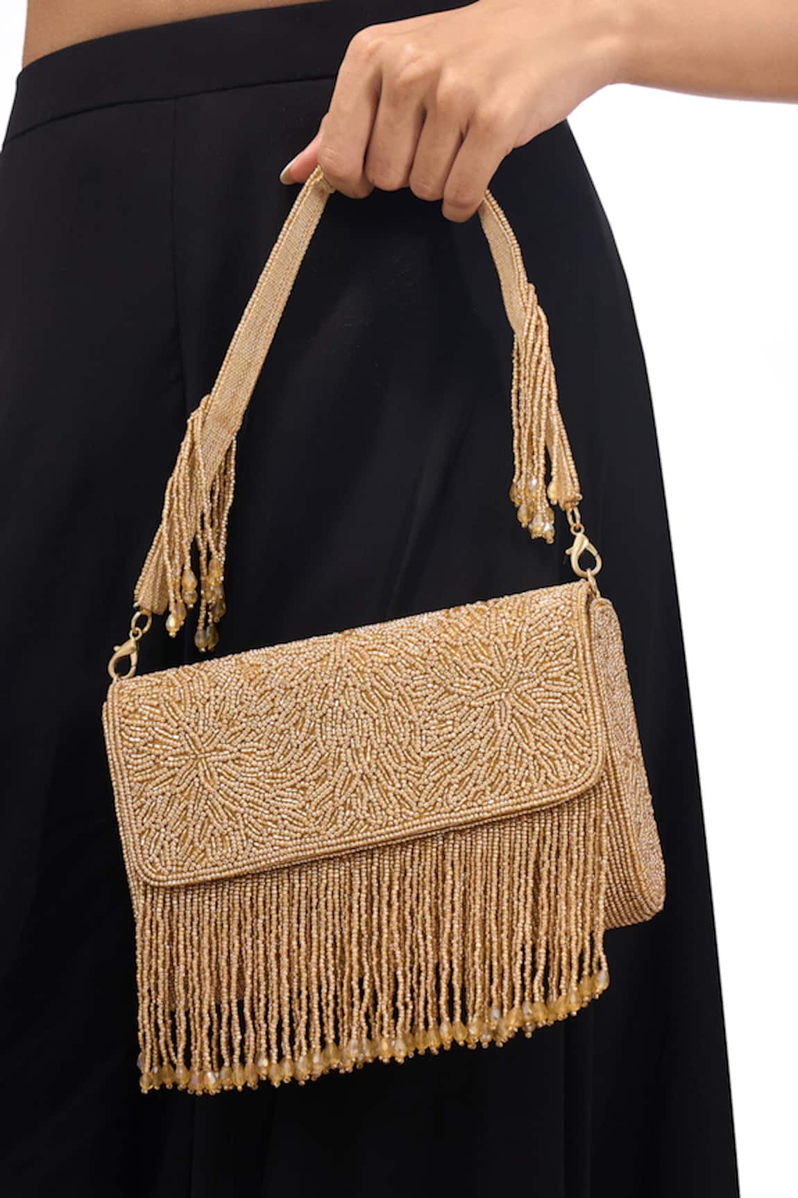 The Purple Sack Beaded Fringe Hand Embroidered Bag