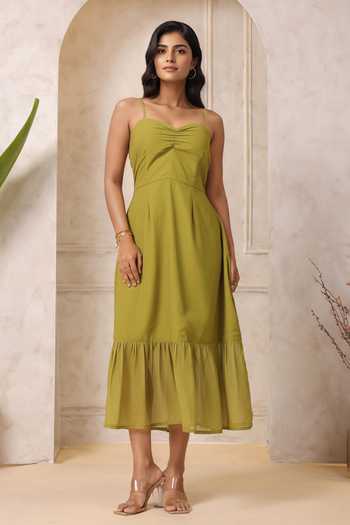 Naintara Bajaj Pear Green A-line Maxi Dress 