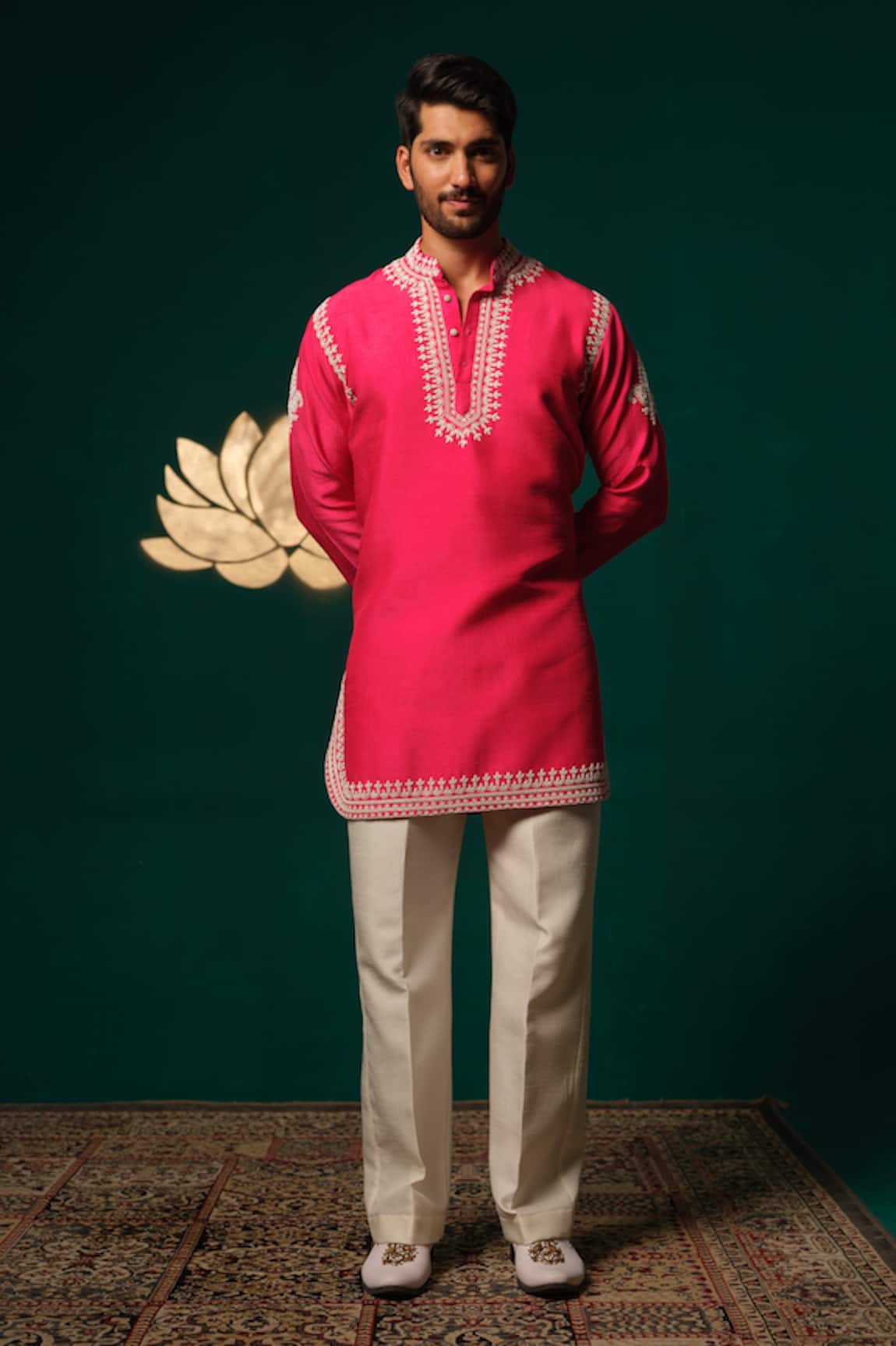 Niloufer By Aasif Ally Cutdana & Moti Handwork Short Kurta & Pant Set