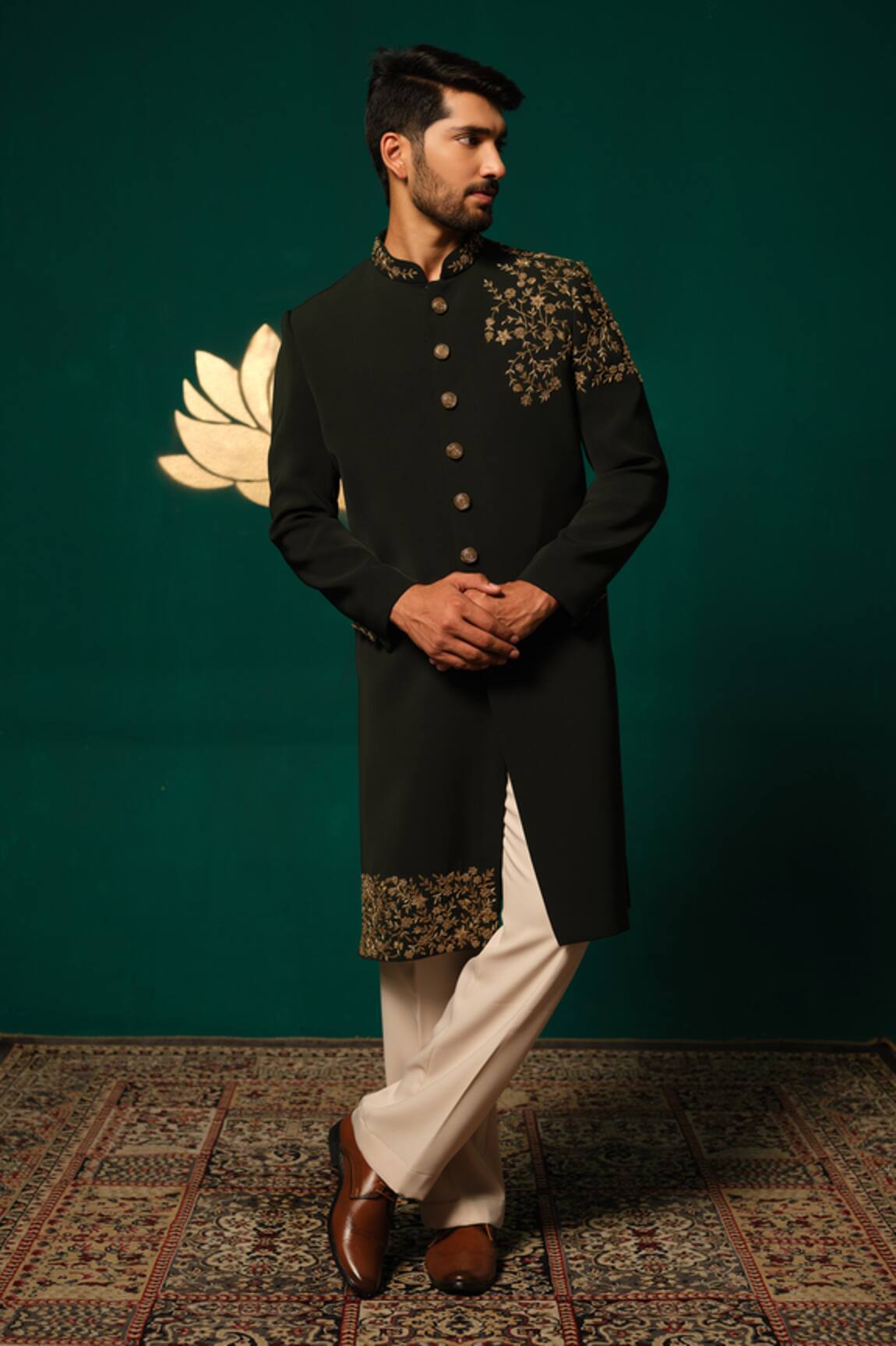 Niloufer By Aasif Ally Zardozi & Cutdana Embroidered Sherwani & Salwar