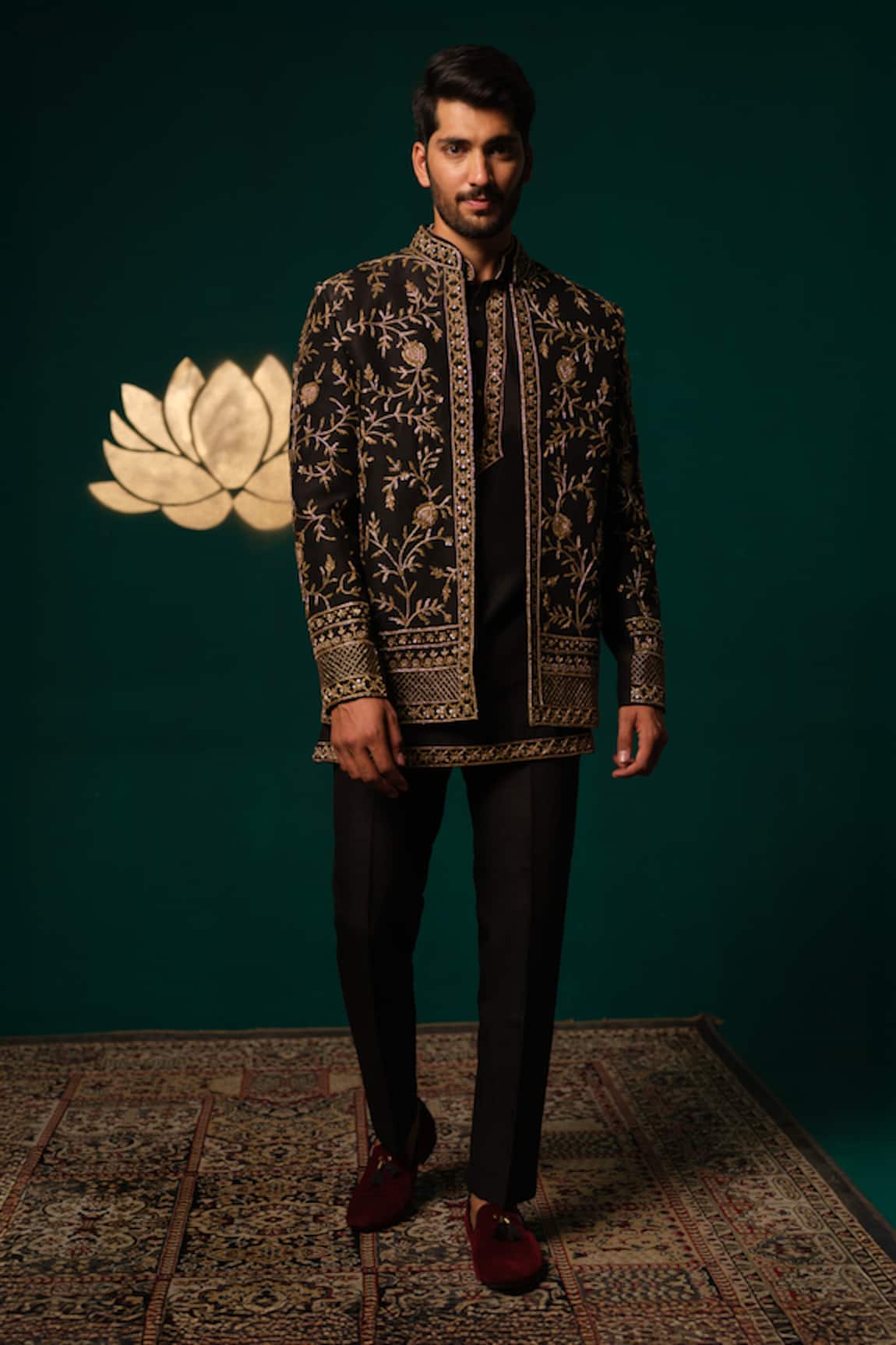 Niloufer By Aasif Ally Zardozi Handwork Jacket Kurta & Pant Set