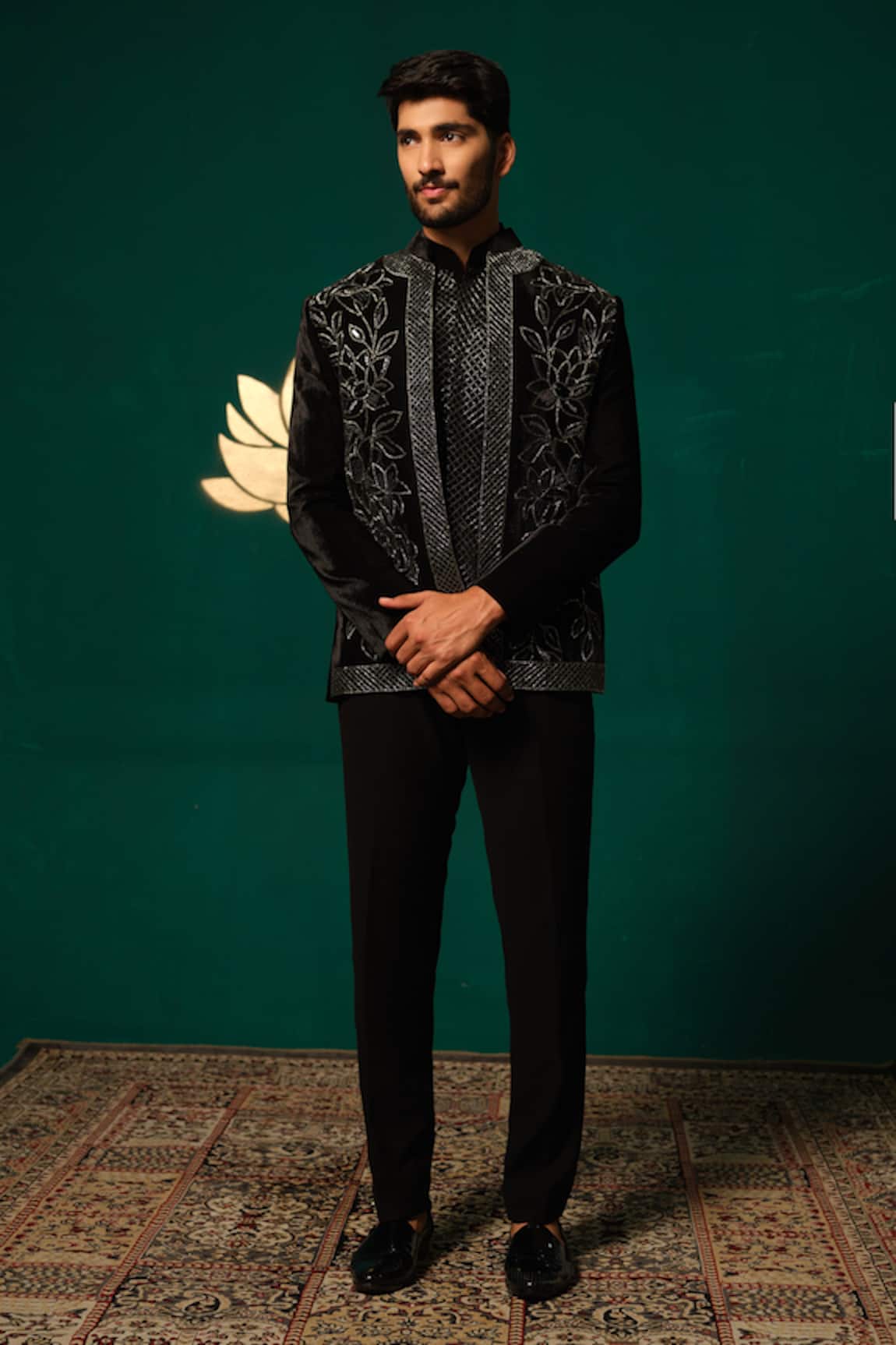 Niloufer By Aasif Ally Cutdana Handwork Inner Jacket & Pant Set