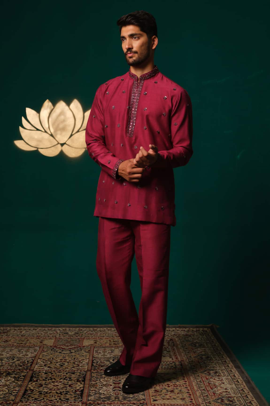 Niloufer By Aasif Ally Zardozi Handwork Short Kurta & Pant Set