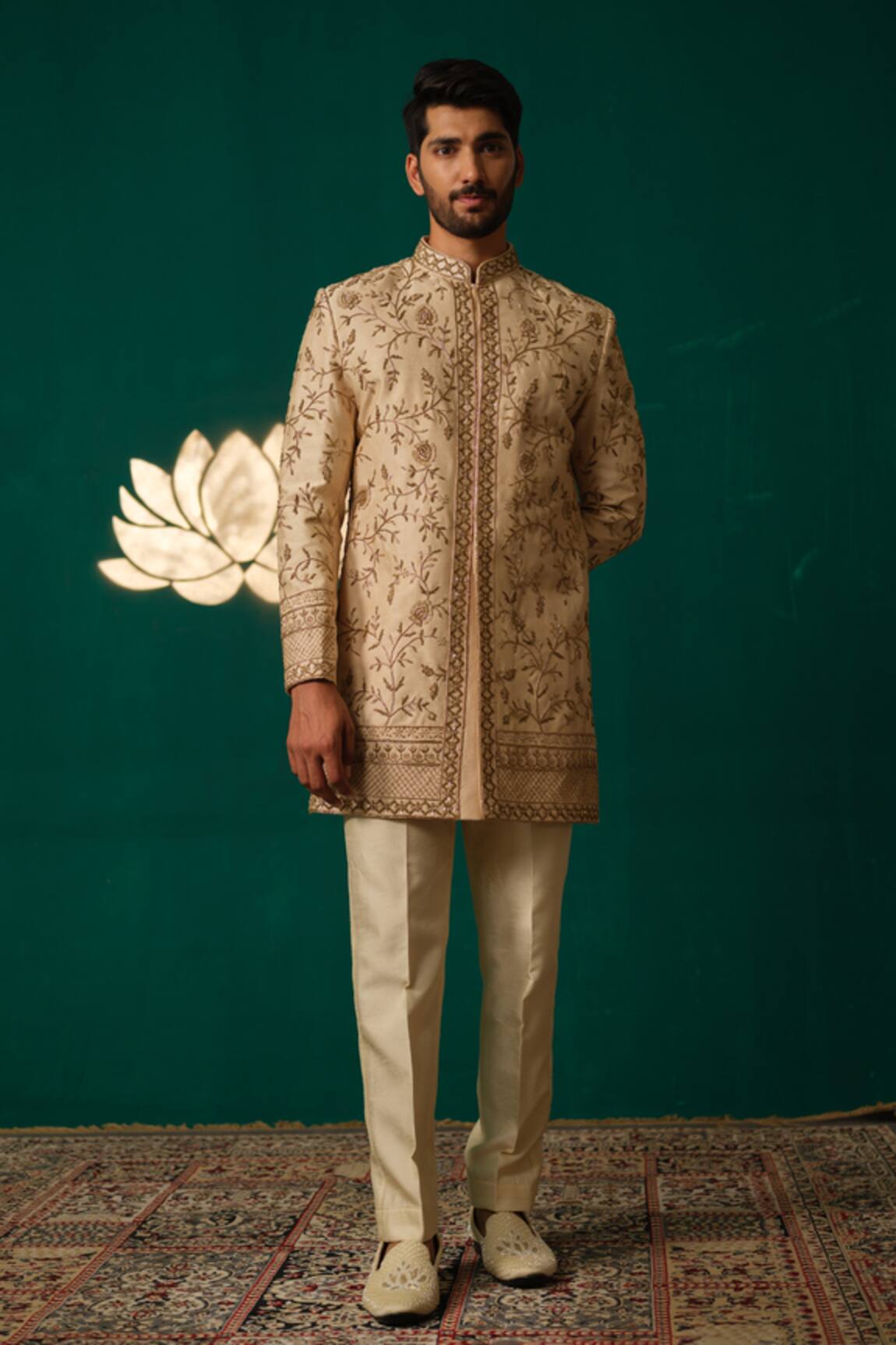 Niloufer By Aasif Ally Zardozi & Cutdana Embroidered Sherwani & Pant