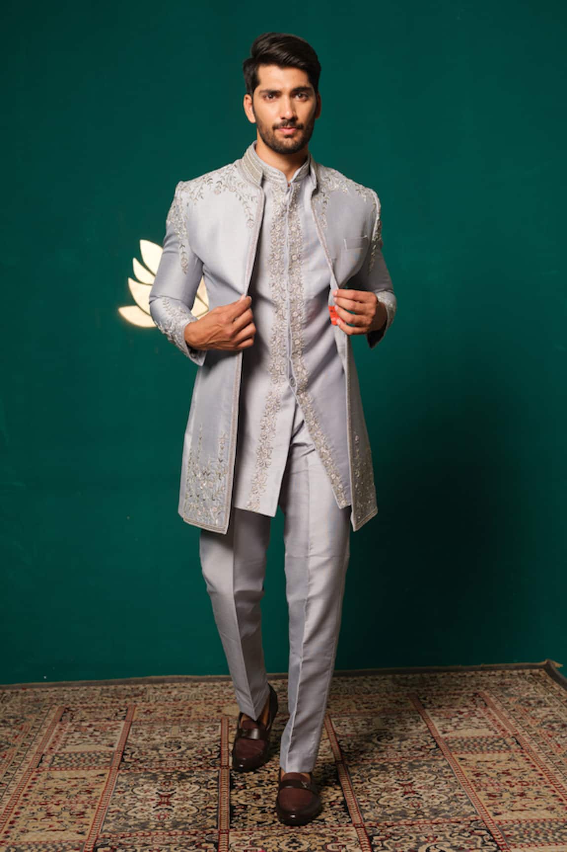 Niloufer By Aasif Ally Zardozi & Cut Dana Handwork Sherwani Set