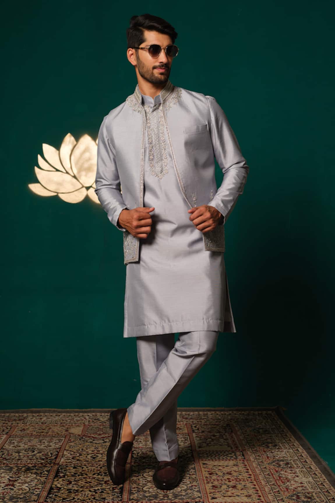 Niloufer By Aasif Ally Zardozi & Cut Dana Embroidered Kurta Set