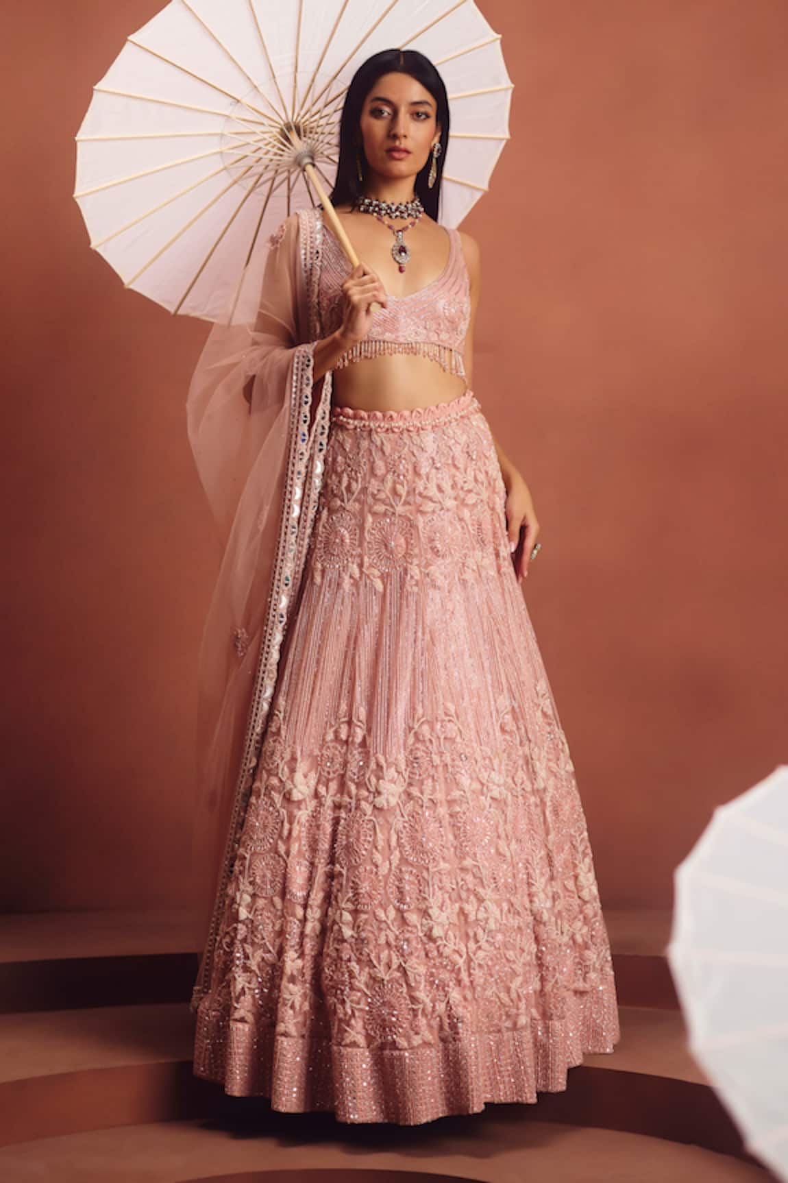 Awigna Pink Embroidered Lehenga Set