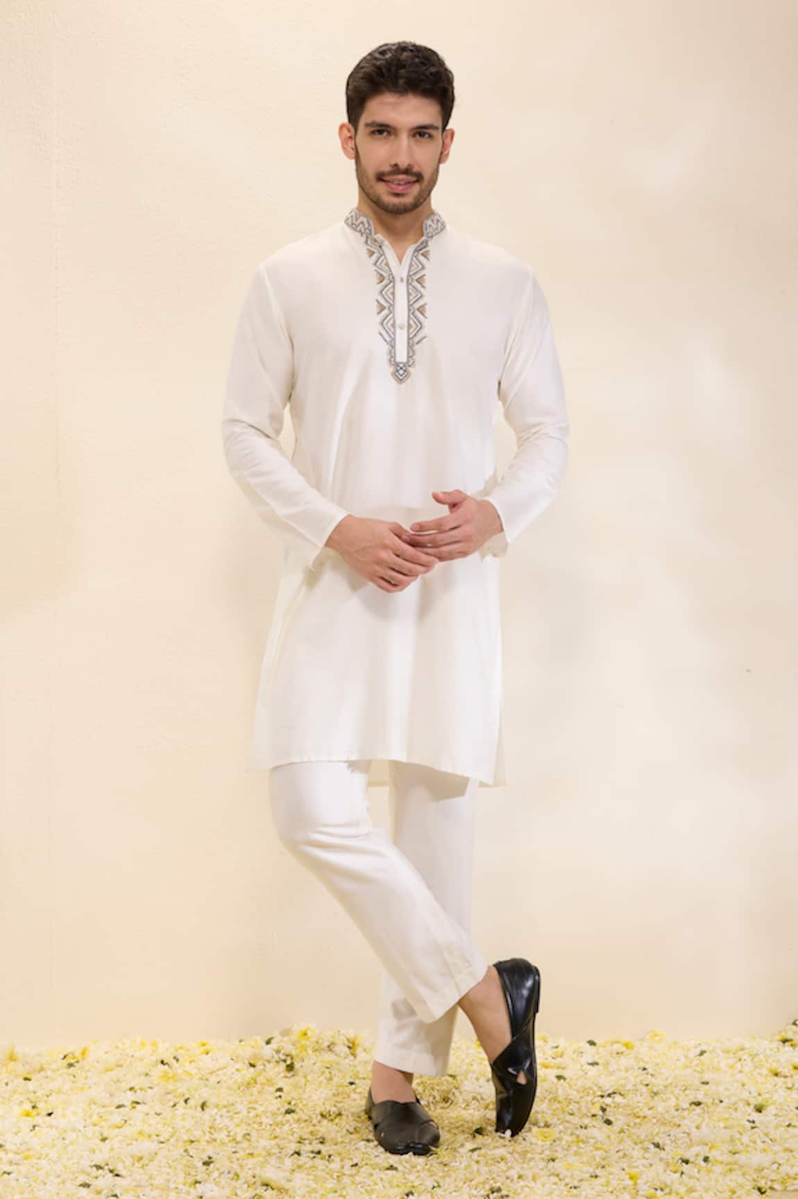 Neha Gursahani Hand Embroidered Kurta & Narrow Pant Set