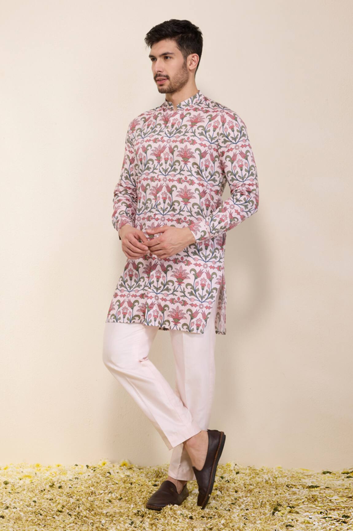 Neha Gursahani Floral Printed Front Open Kurta & Pants Set