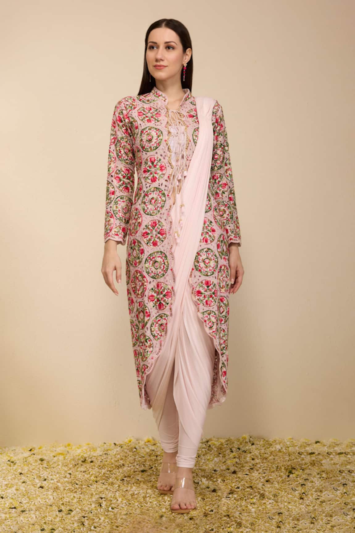 Neha Gursahani Embroidered Jacket & Pre-Draped Chudidar Saree