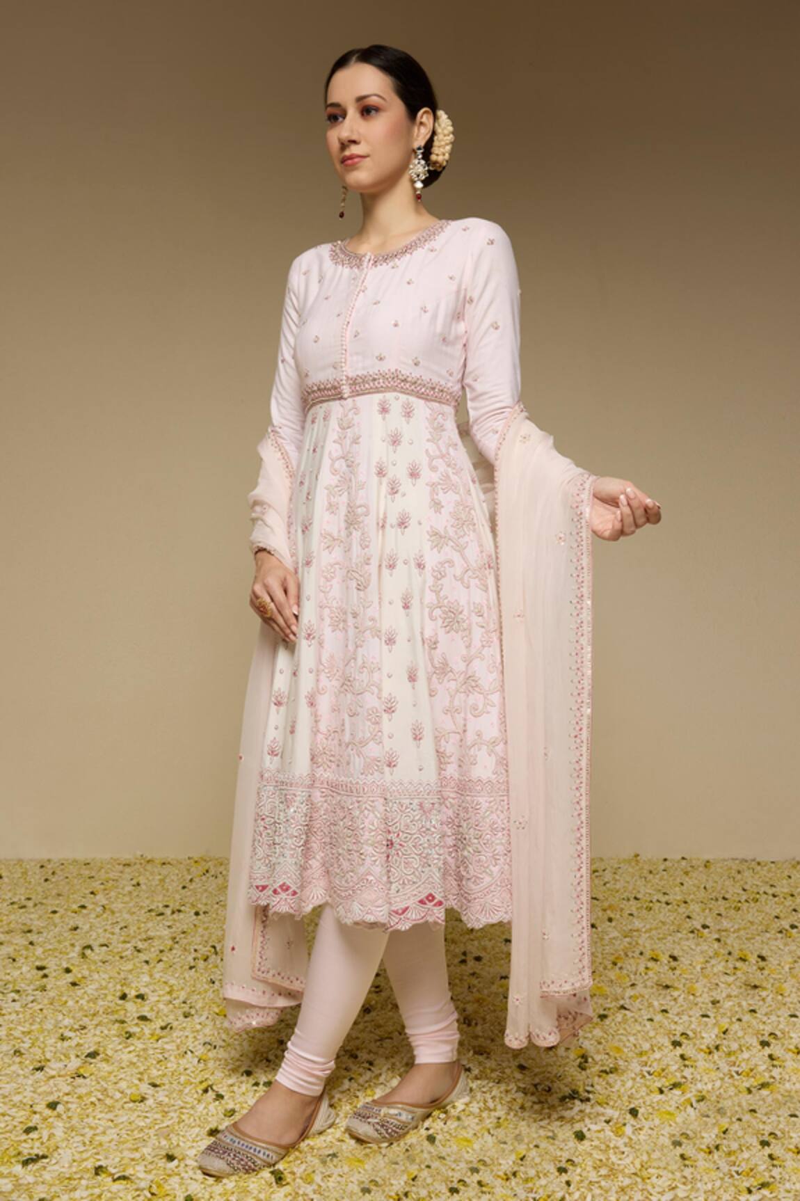 Neha Gursahani Panelled Hand Embroidered Kalidar Kurta Set