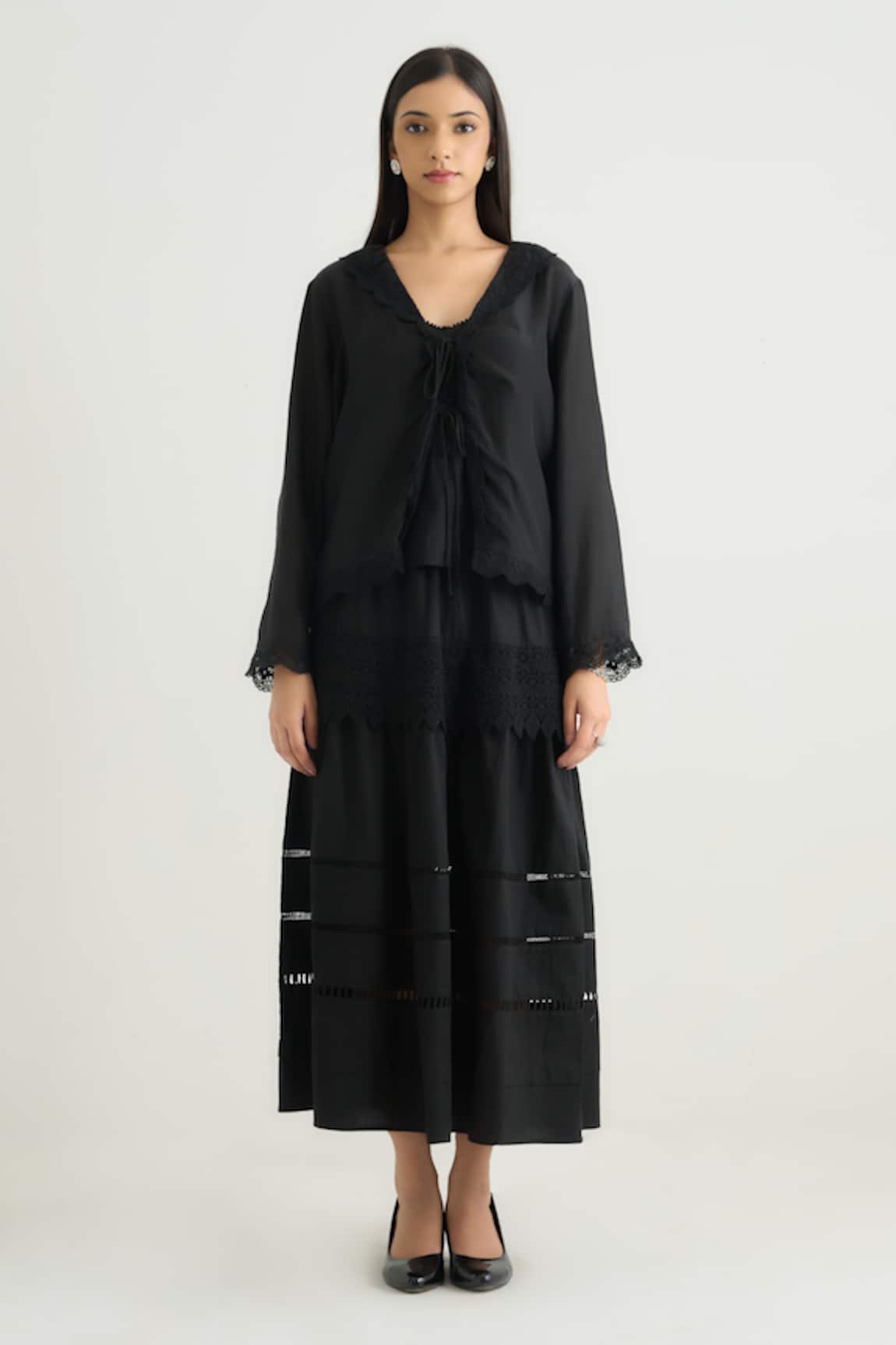 RAAS LIFE Black Beauty Cutout Panelled Skirt 