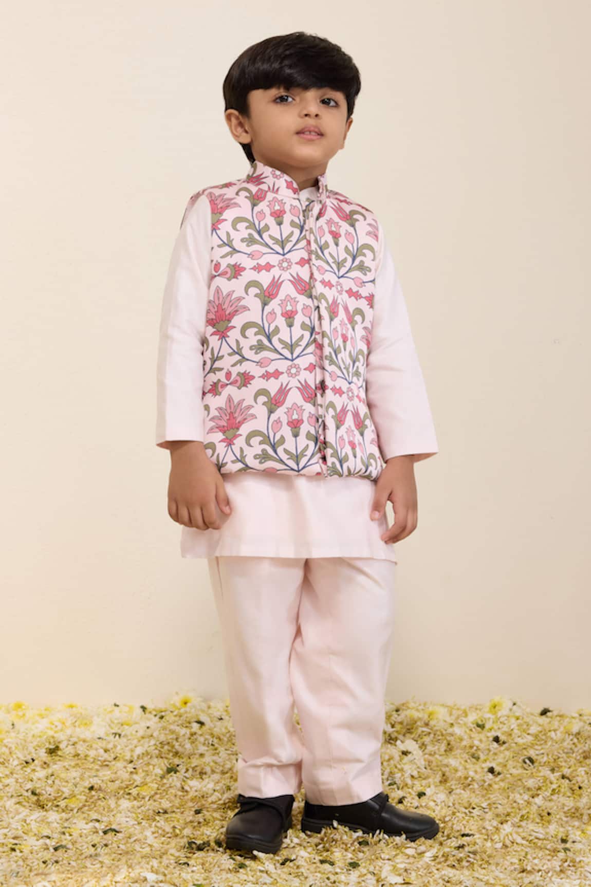 Neha Gursahani Printed Modi Bundi Kurta Set For Boys