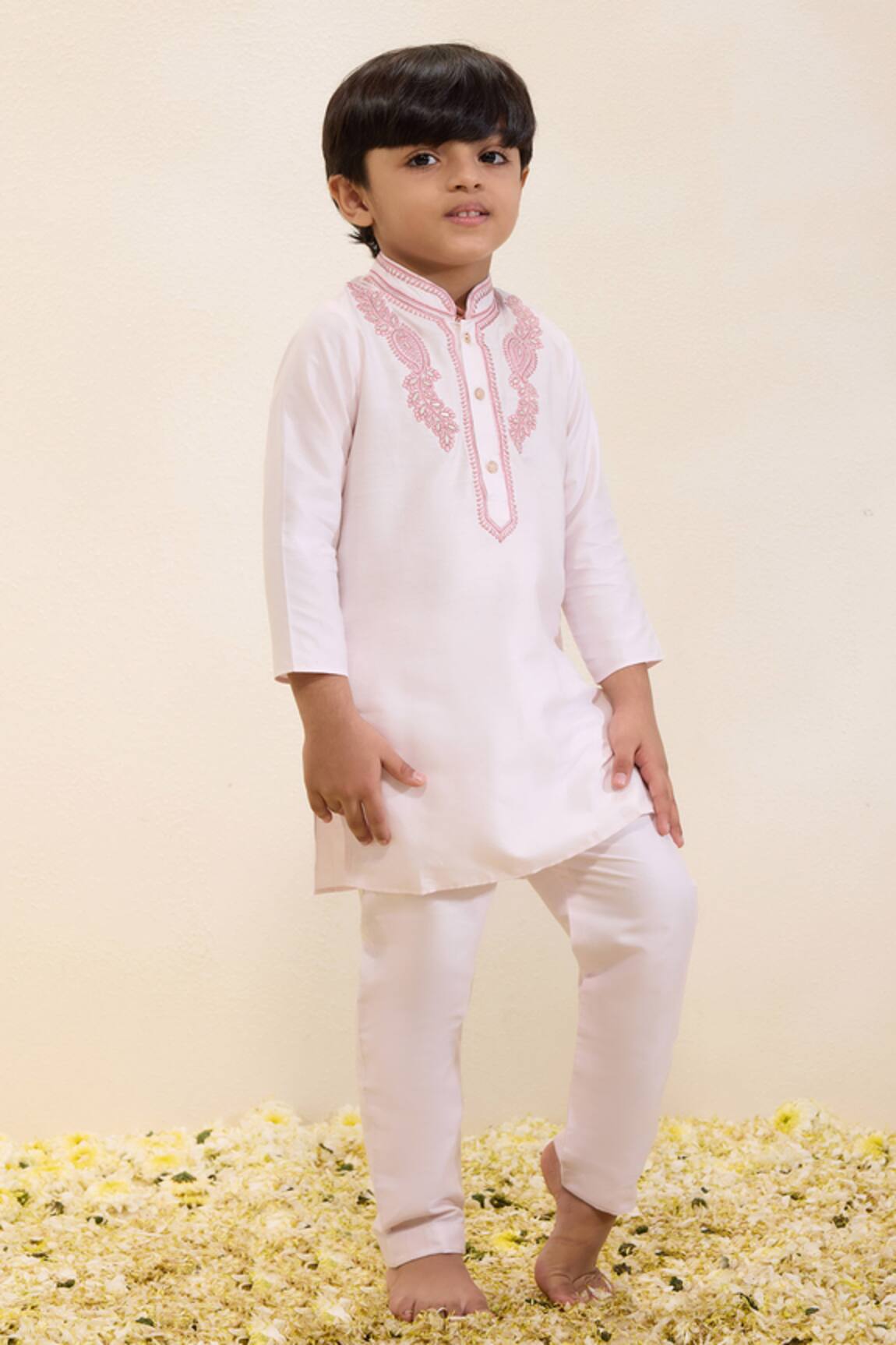 Neha Gursahani Embroidered Spun Silk Kurta & Pant Set