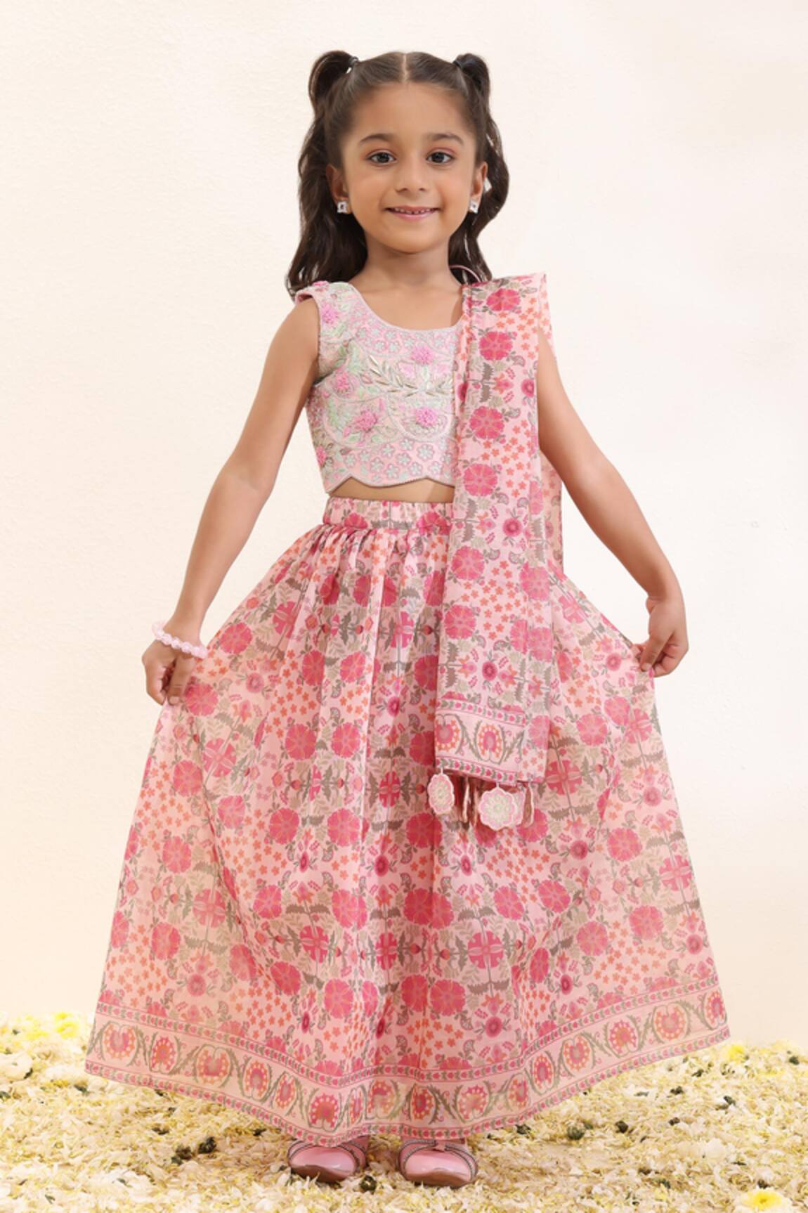 Neha Gursahani Printed Lehenga Set With Embroidered Choli & Tassels