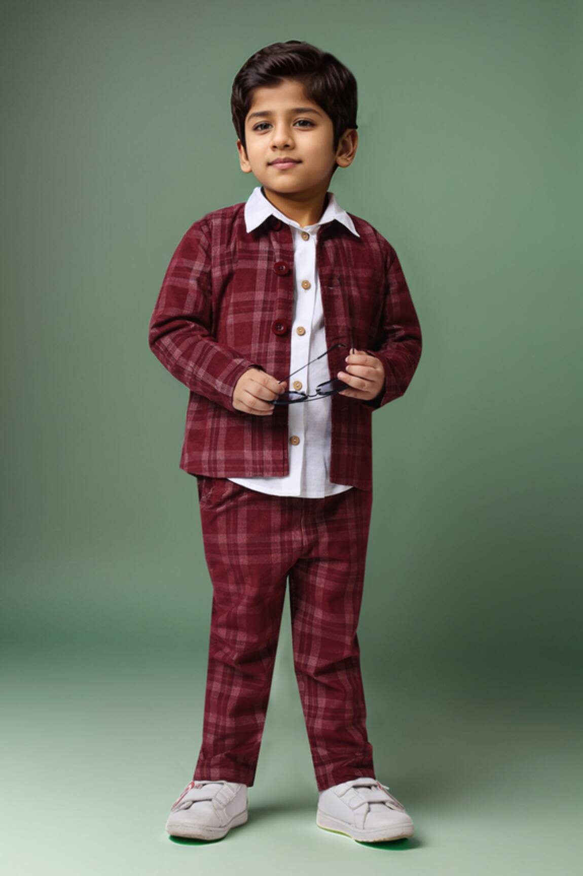 Petite Pomme Maroon Corduroy Boys Suit Set