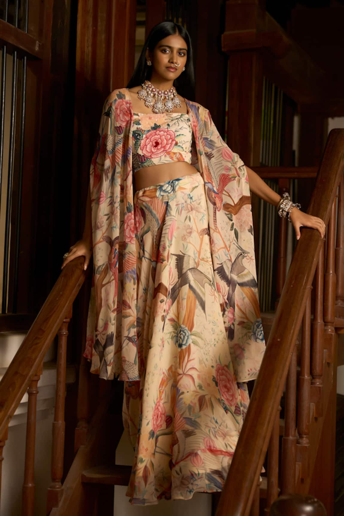 Saangi Dior Symphony Flowing Shrug Skirt Set