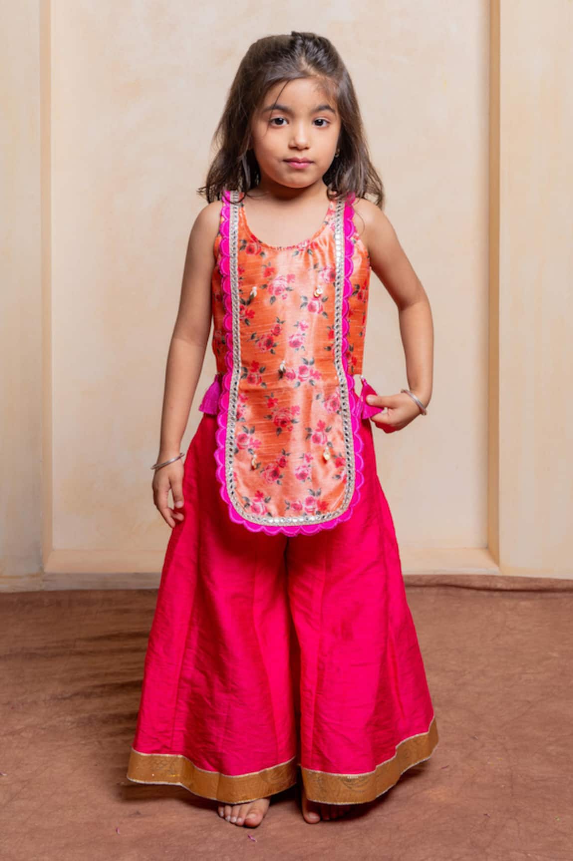 Kirti Agarwal - Pret N Couture Floral Print Apron Style Kurta & Sharara Set