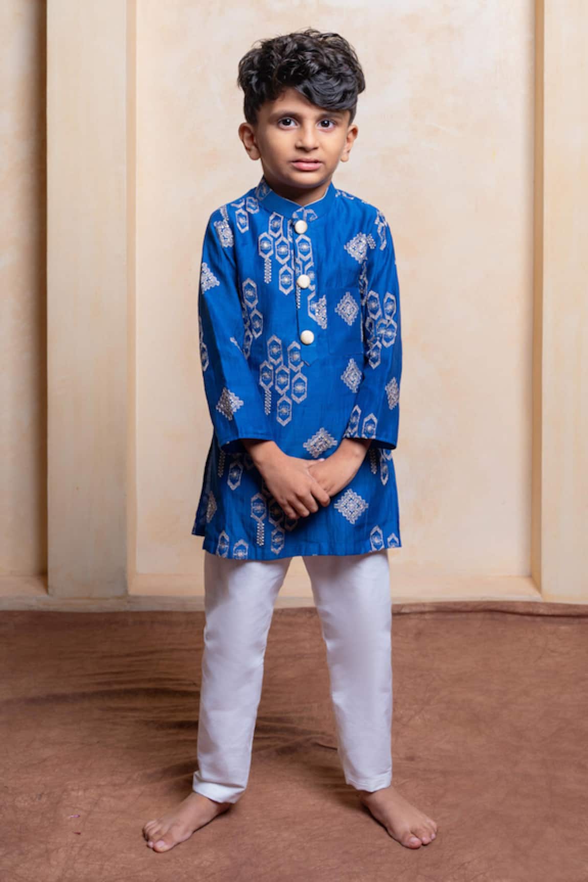 Kirti Agarwal - Pret N Couture Geometric & Floral Embroidered Kurta Pyjama Set