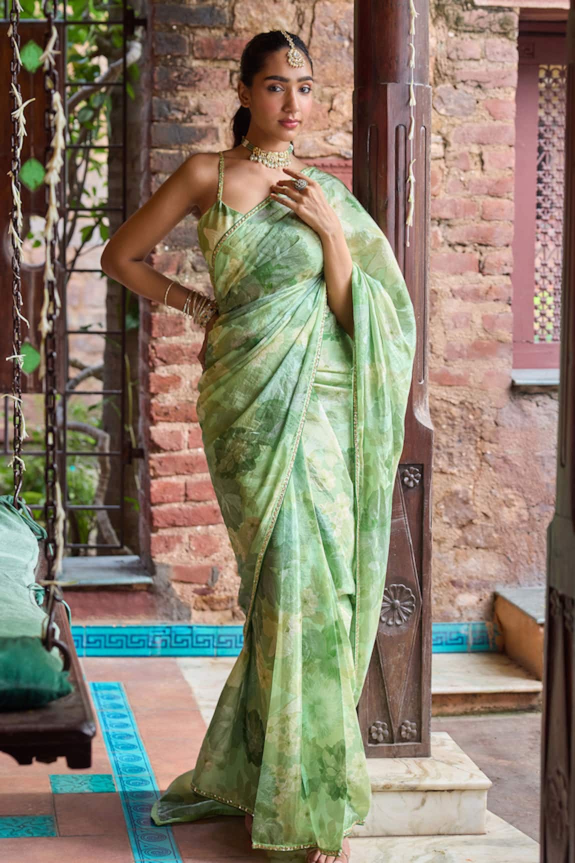 Dohr India Amber Embroidered Saree & Blouse Set