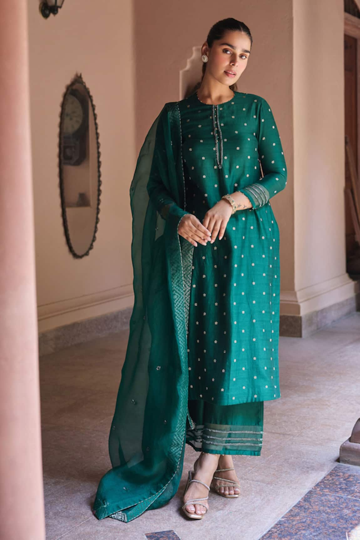 Dohr India Chand Jacquard Kurta Set