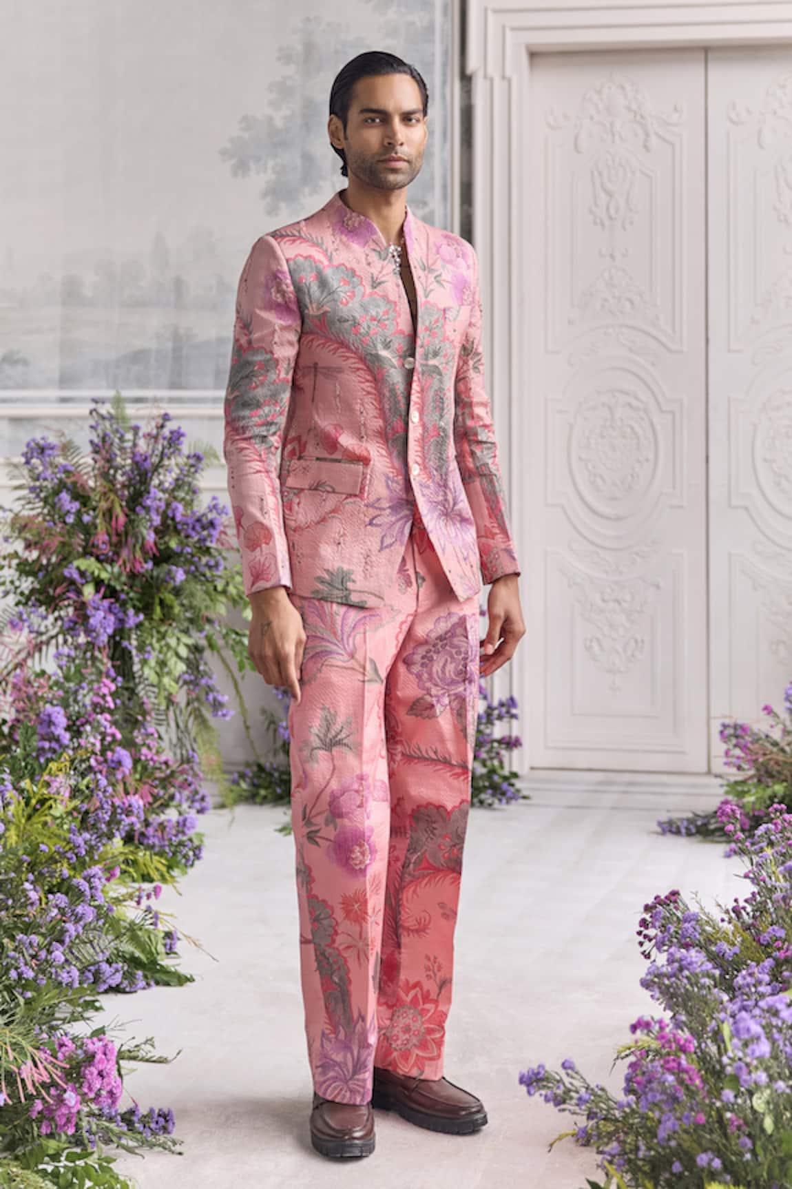 Mahima Mahajan Ameer Fanah Print Quilted Hand Embroidered Bandhgala Set