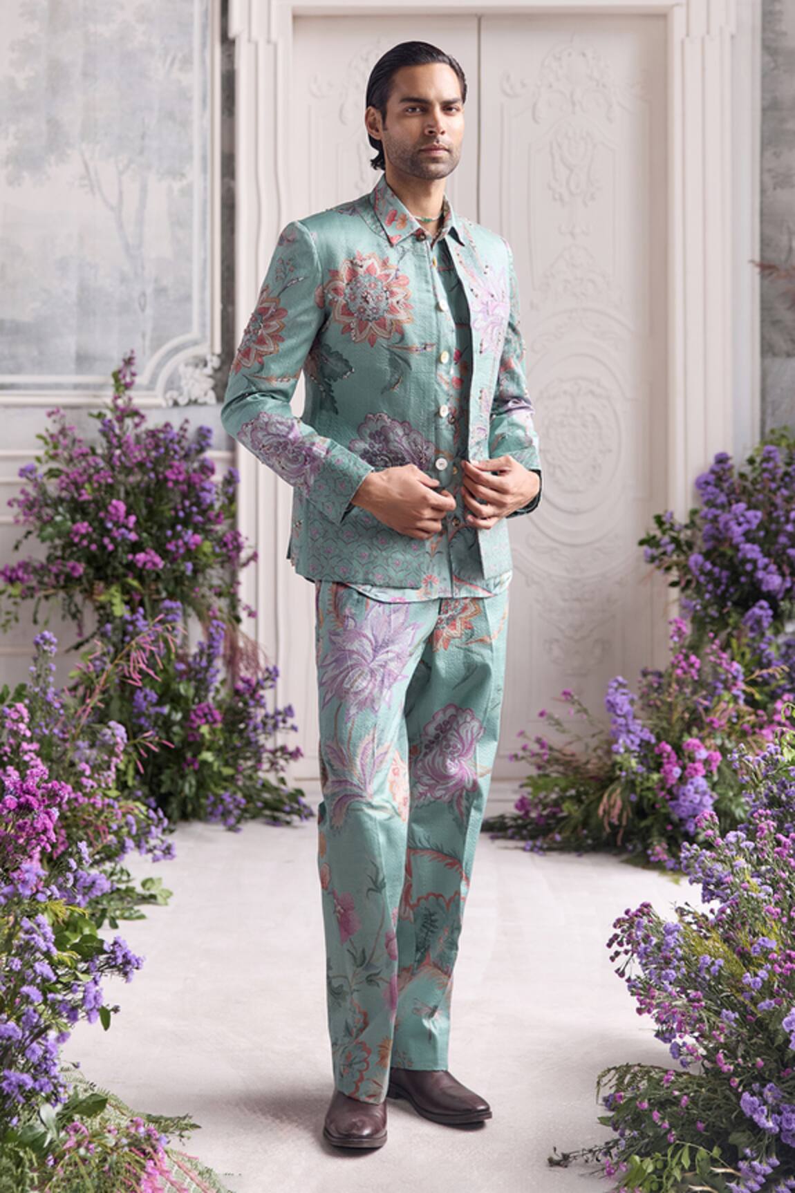 Mahima Mahajan Arhaan Quilted Hand Embroidered Blazer Pant Set