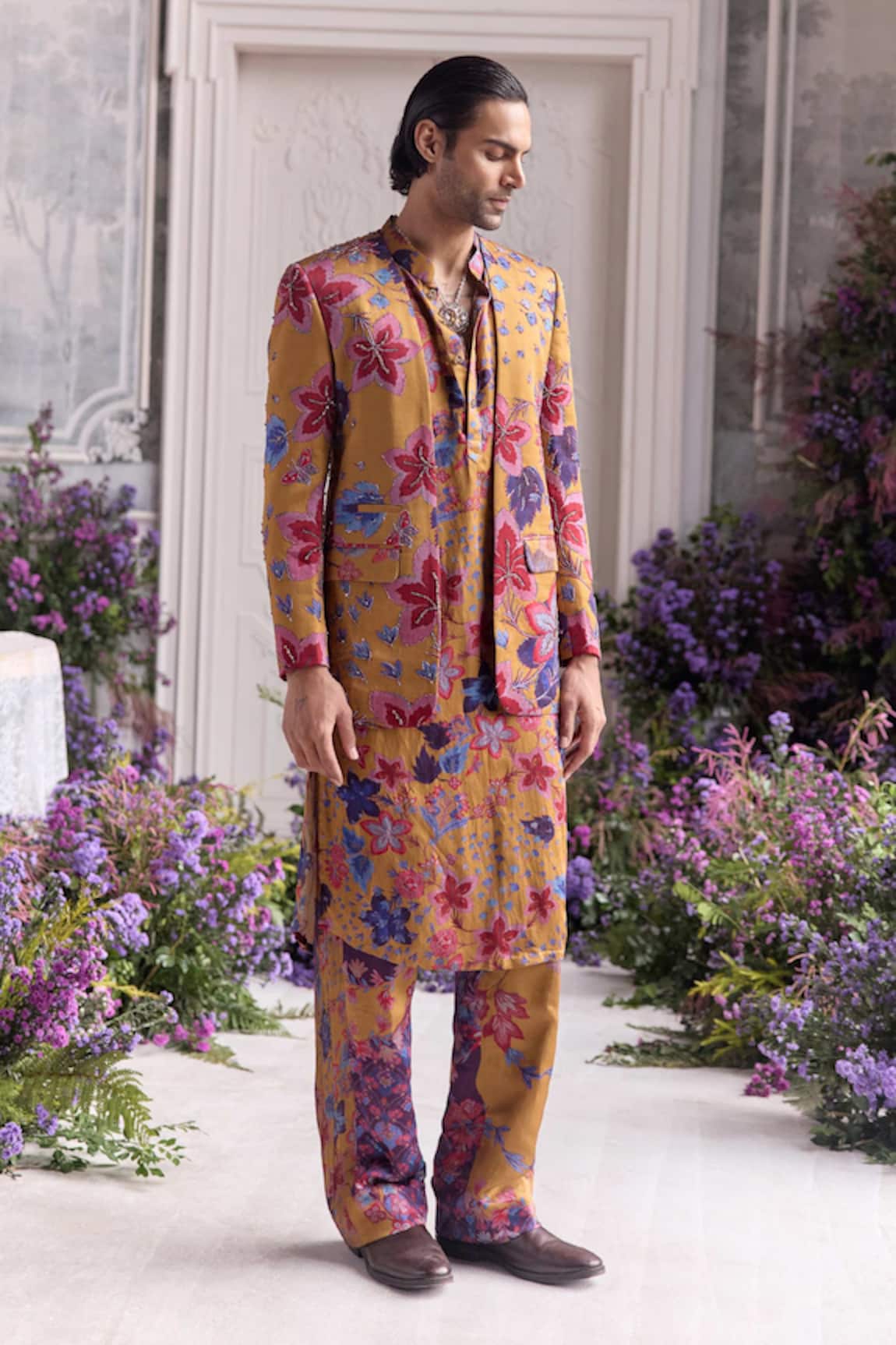 Mahima Mahajan Habib Fanah Print Embroidered Blazer & Kurta Set