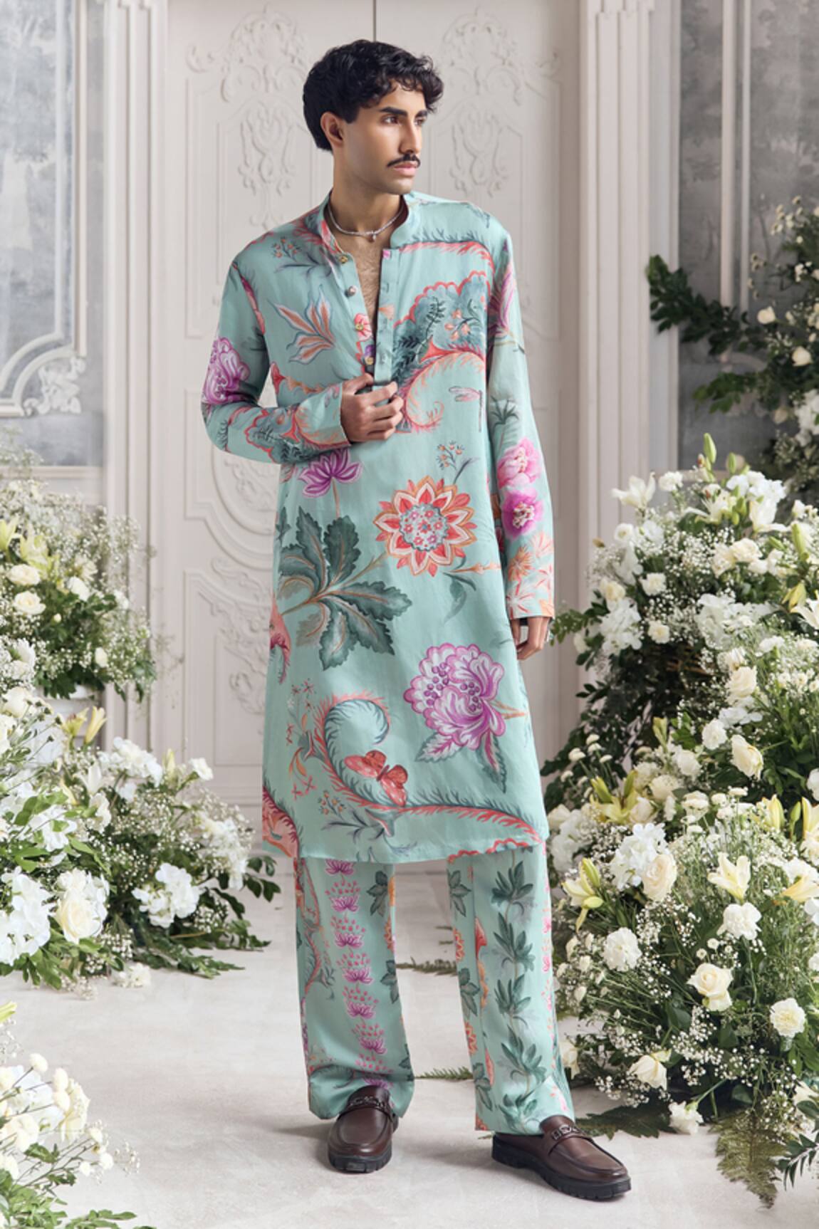 Mahima Mahajan Nadir Fanah Print Kurta & Pintuck Trouser Set