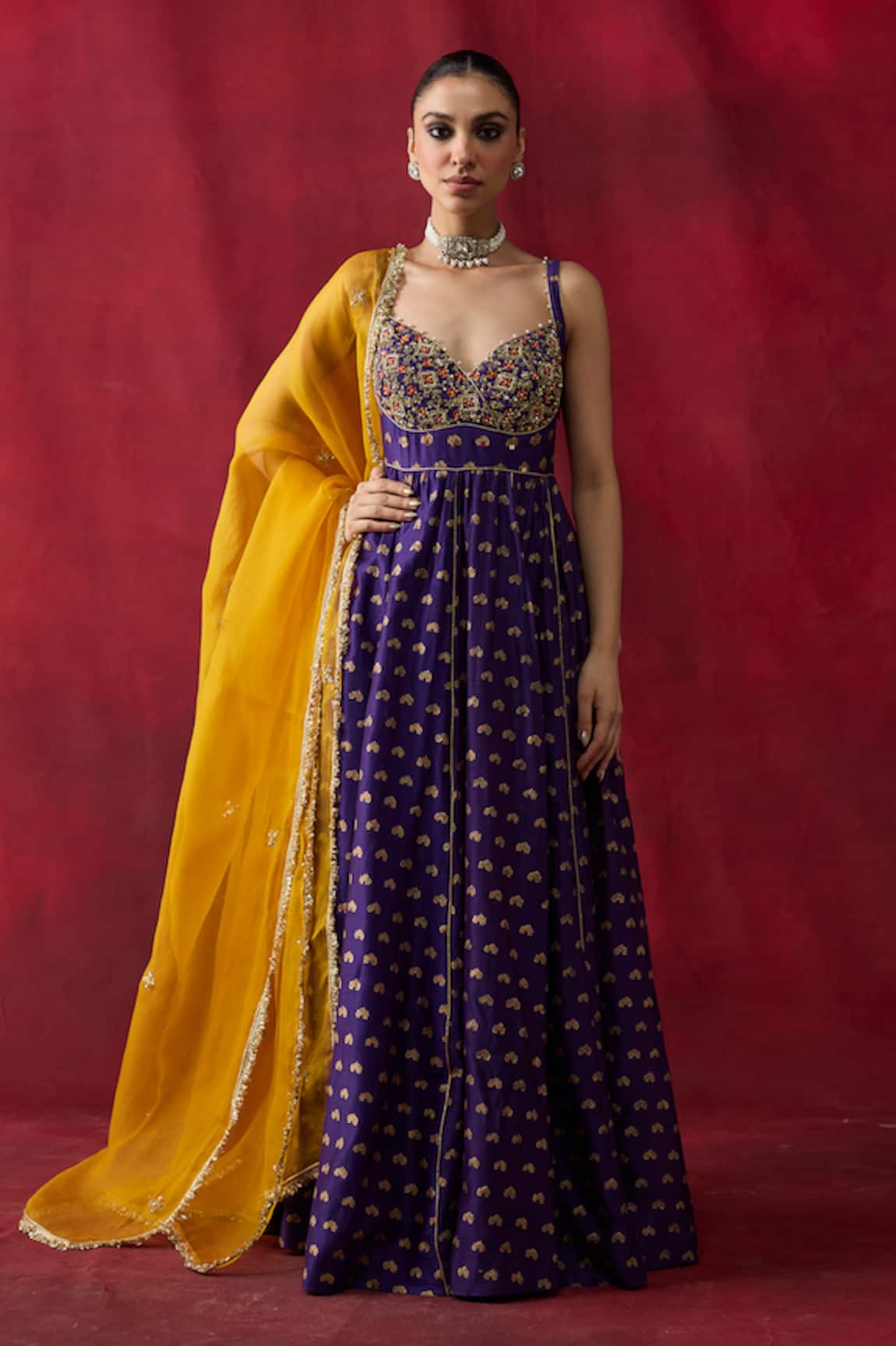 Shikha Mehta Eshani Embroidered Anarkali Set