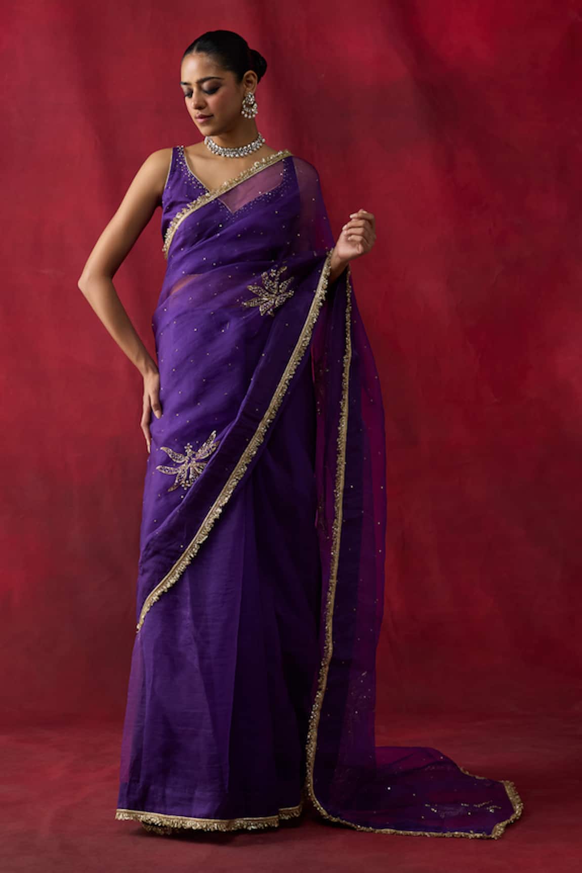 Shikha Mehta Reha Silk Chanderi Saree With Blouse