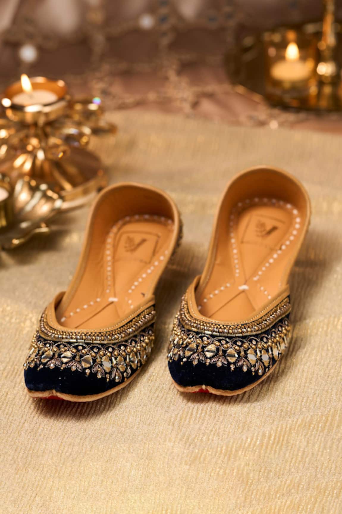 House Of Vian Falak Navy Blue Embellished Juttis 