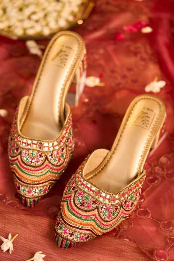 House of Vian Suhani Mirror Embroidered Mule Heels 