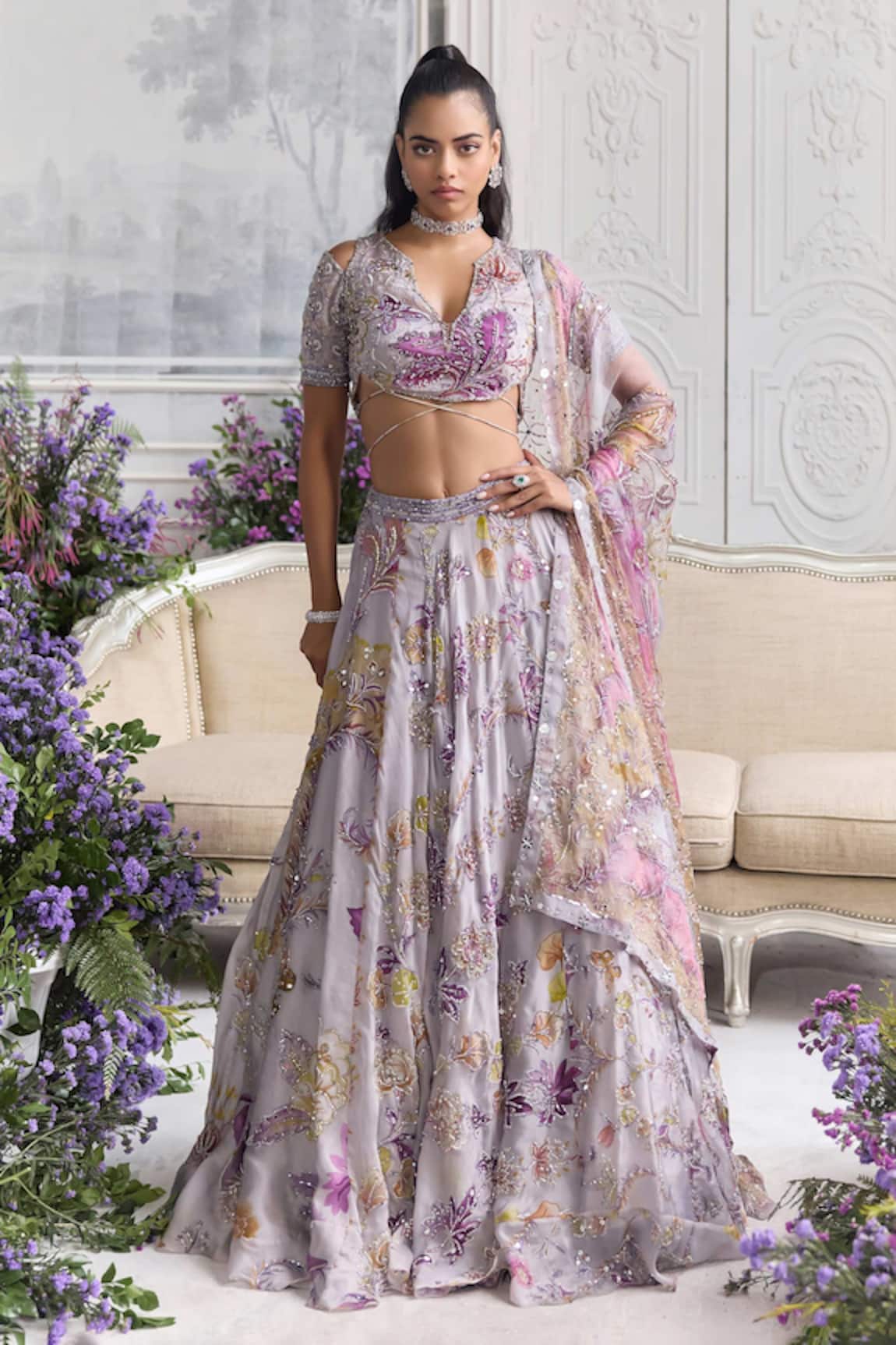 Mahima Mahajan Zaira Embroidered Floral Lehenga Blouse Set