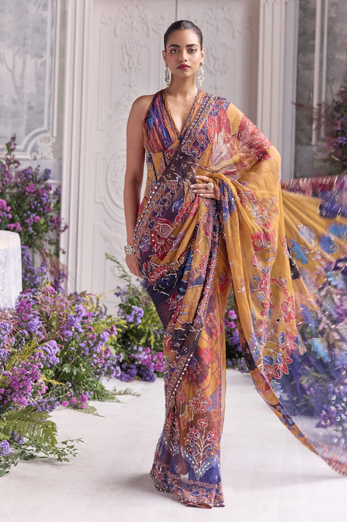 Mahima Mahajan Ivana Printed Pre-Draped Saree & Blouse Set