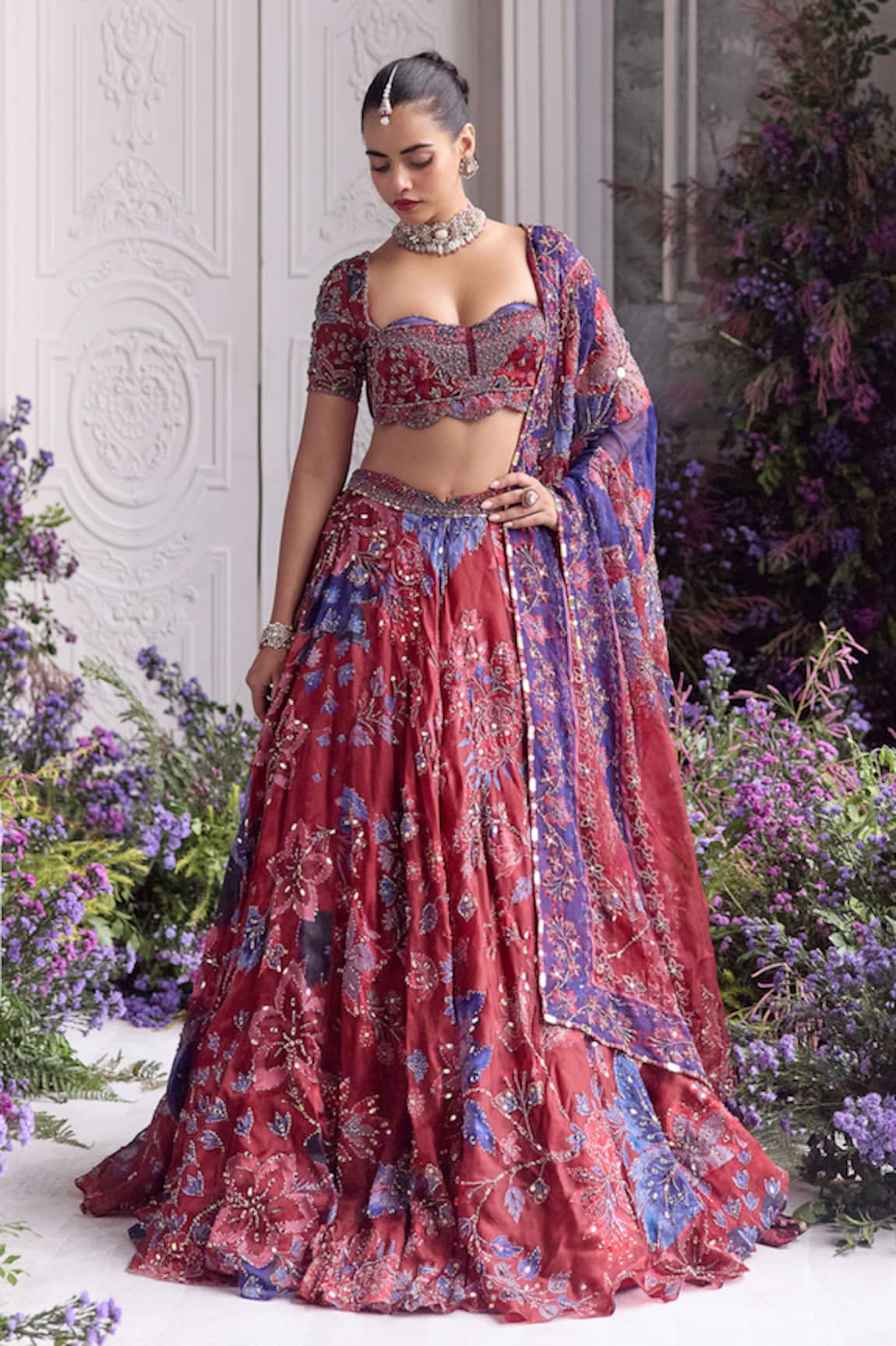 Mahima Mahajan Ridaa Floral Embroidered Lehenga Set