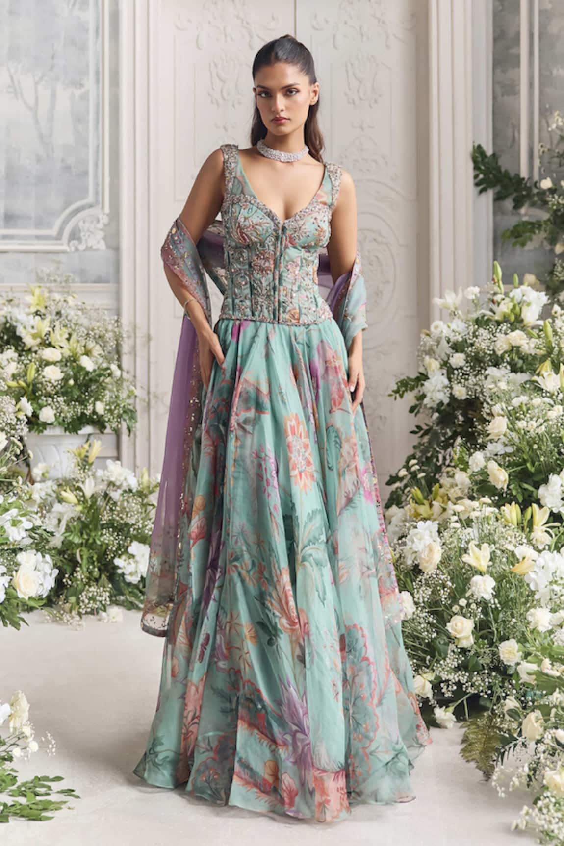 Mahima Mahajan Samira Floral Print Anarkali Set