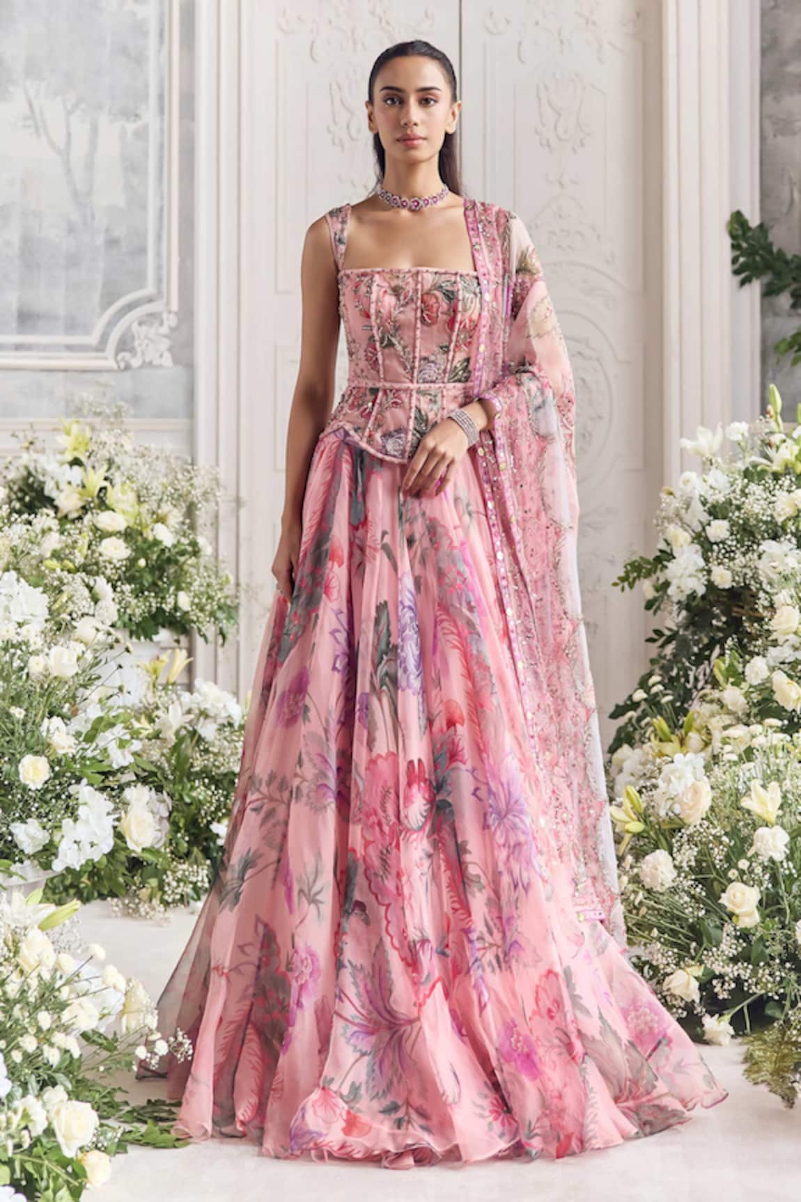 Mahima Mahajan Zayna Floral Print Corset Lehenga Set