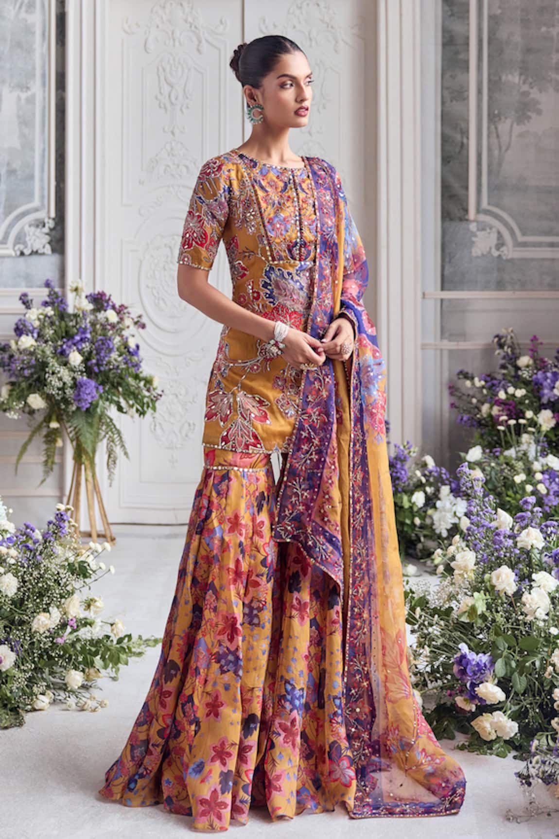 Mahima Mahajan Raesha Floral Embroidered Kurta & Sharara Set